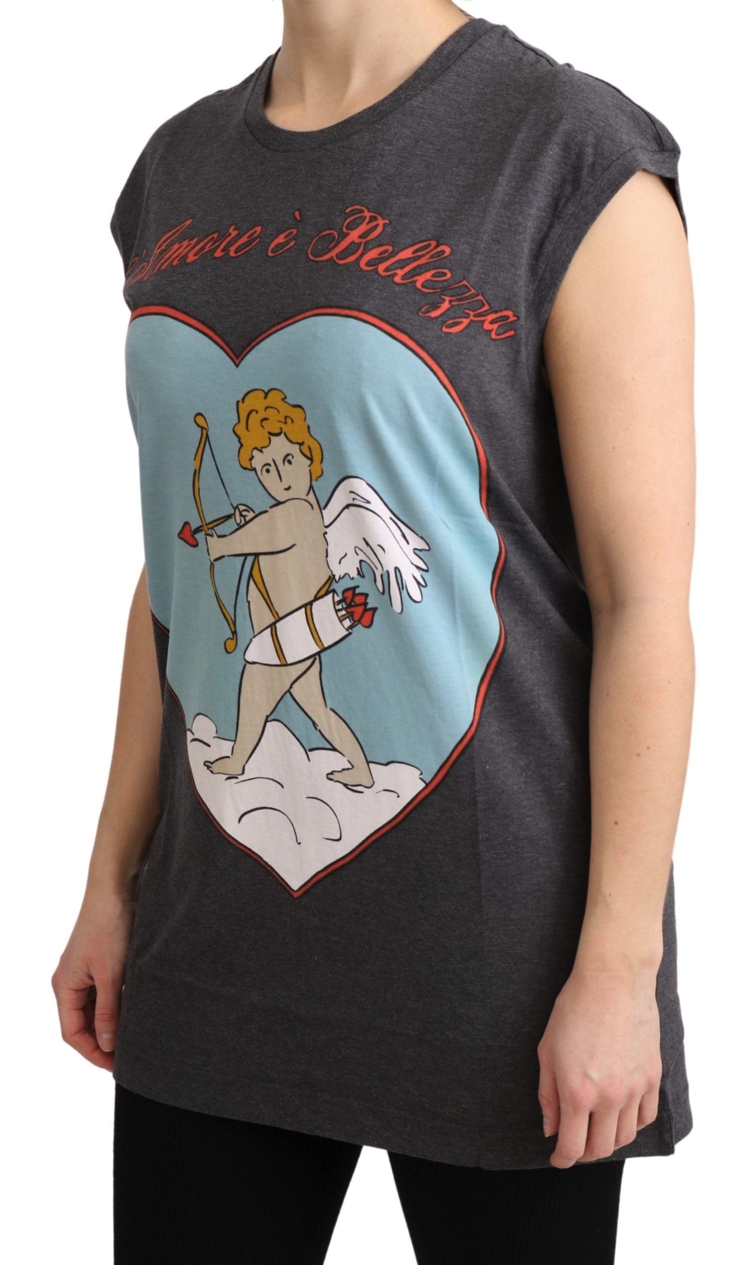 Tricou Dolce & Gabbana elegant gri din bumbac cu mânecă scurtă