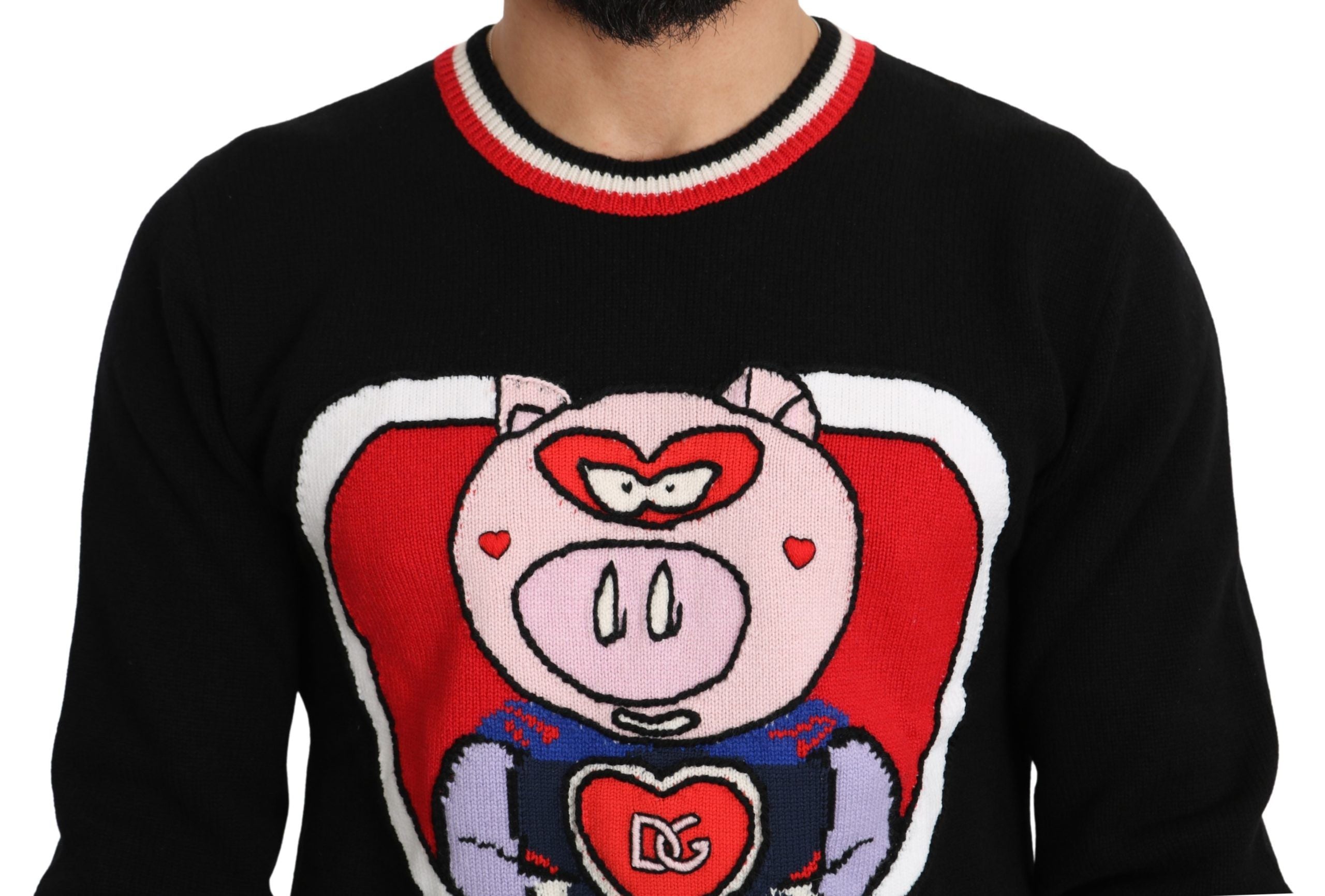 Dolce & Gabbana Eleganter schwarzer Kaschmirpullover mit Rundhalsausschnitt