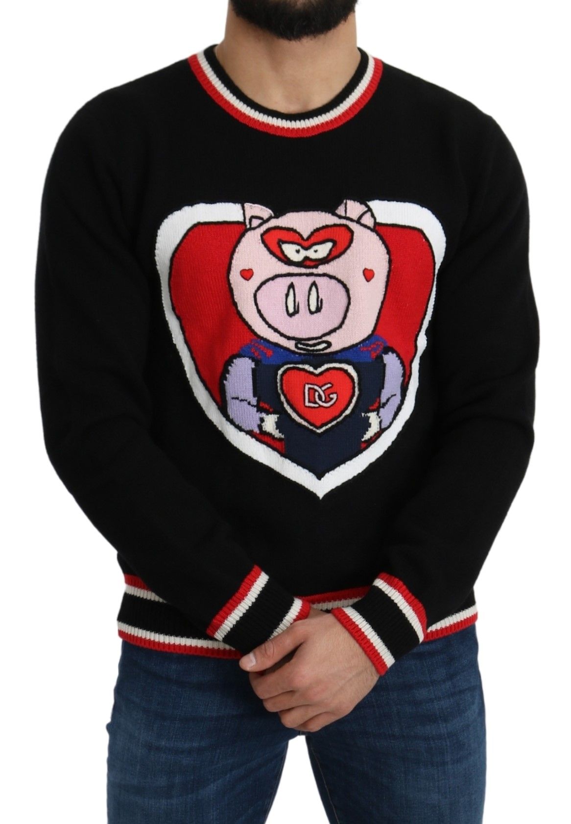 Dolce & Gabbana Eleganter schwarzer Kaschmirpullover mit Rundhalsausschnitt