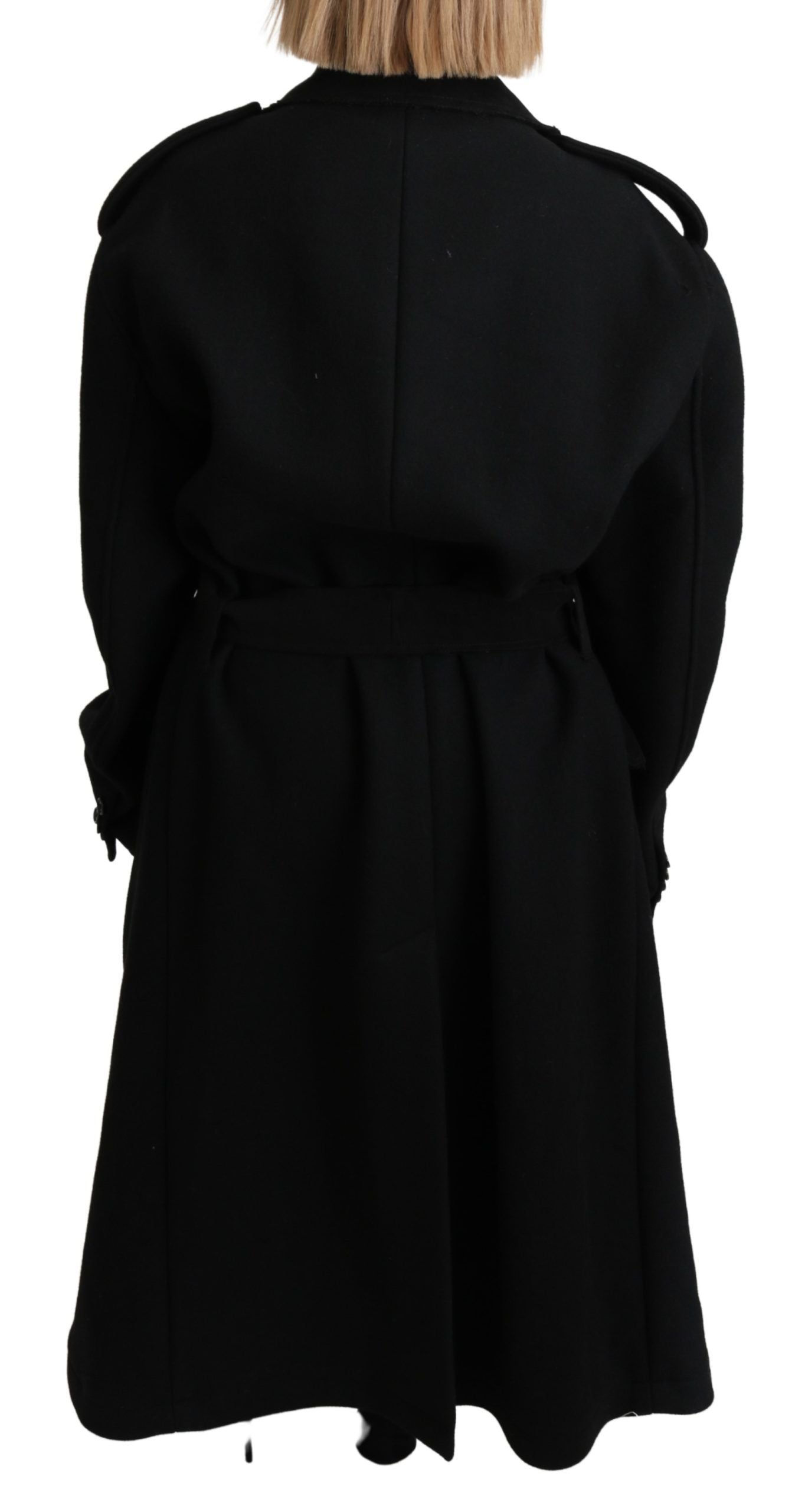 Dolce & Gabbana Eleganter schwarzer Woll-Trenchcoat