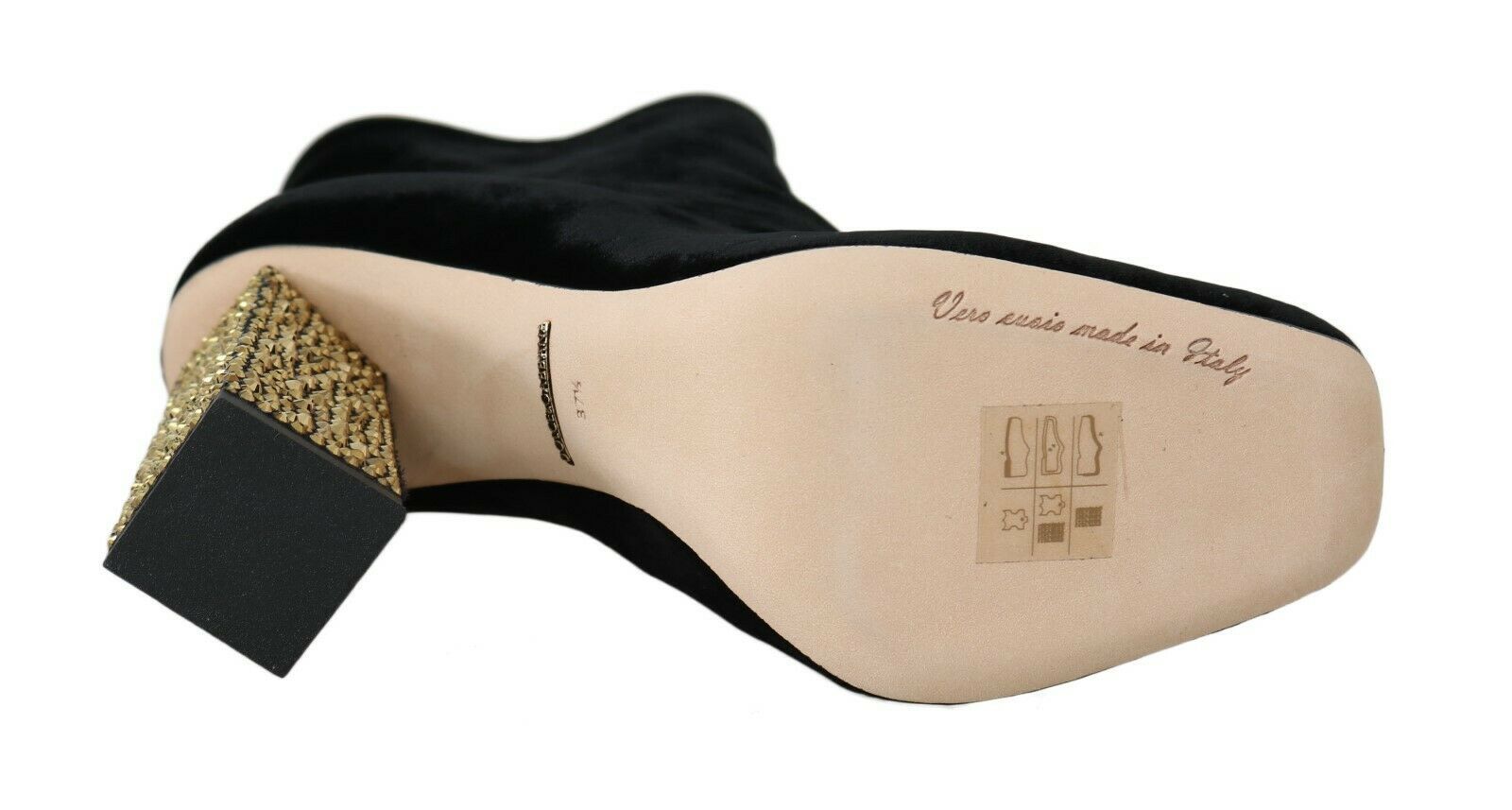 Dolce & Gabbana Elegante Samtstiefeletten mit Kristallabsatz