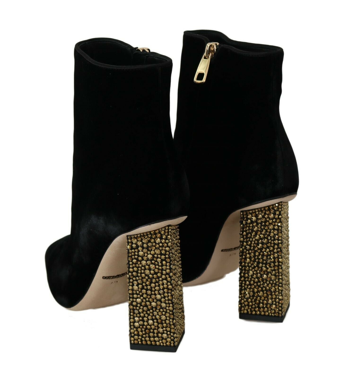 Dolce & Gabbana Elegante Samtstiefeletten mit Kristallabsatz