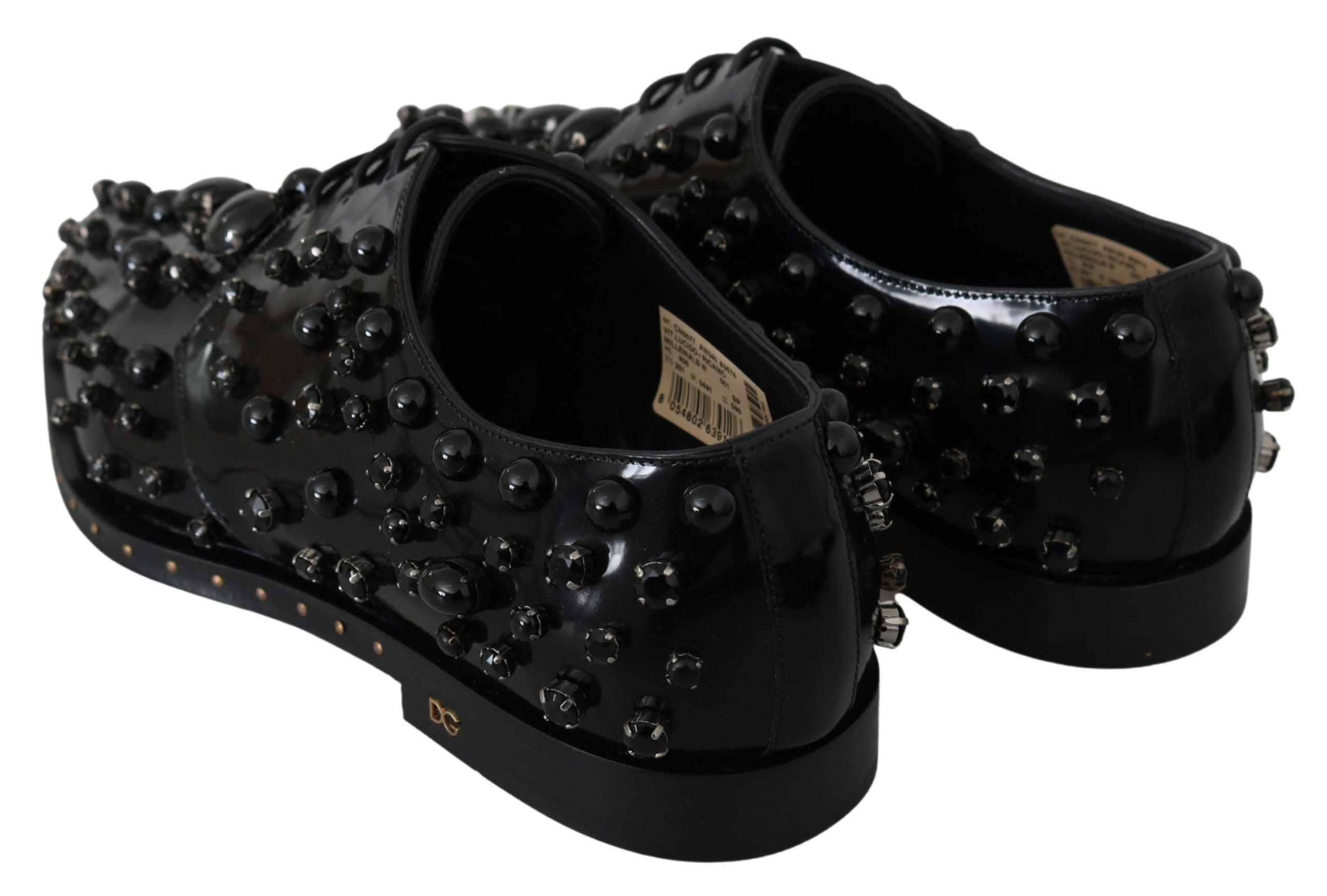Dolce & Gabbana Elegante schwarze Abendschuhe aus Leder mit Kristallen