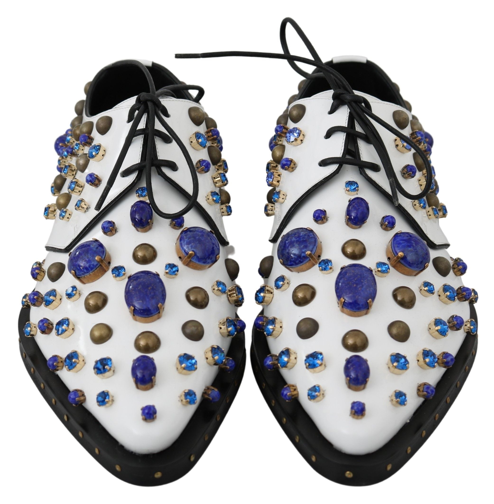 Pantofi eleganți Dolce & Gabbana din piele albă cu cristale