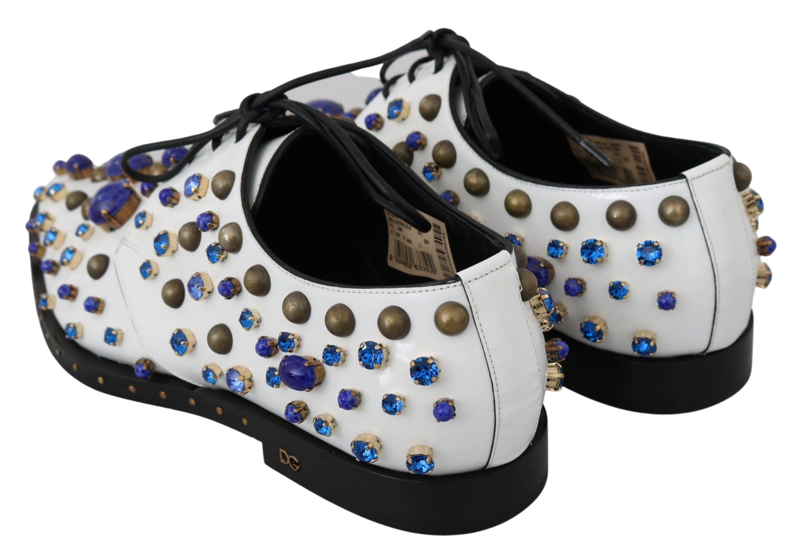 Pantofi eleganți Dolce & Gabbana din piele albă cu cristale