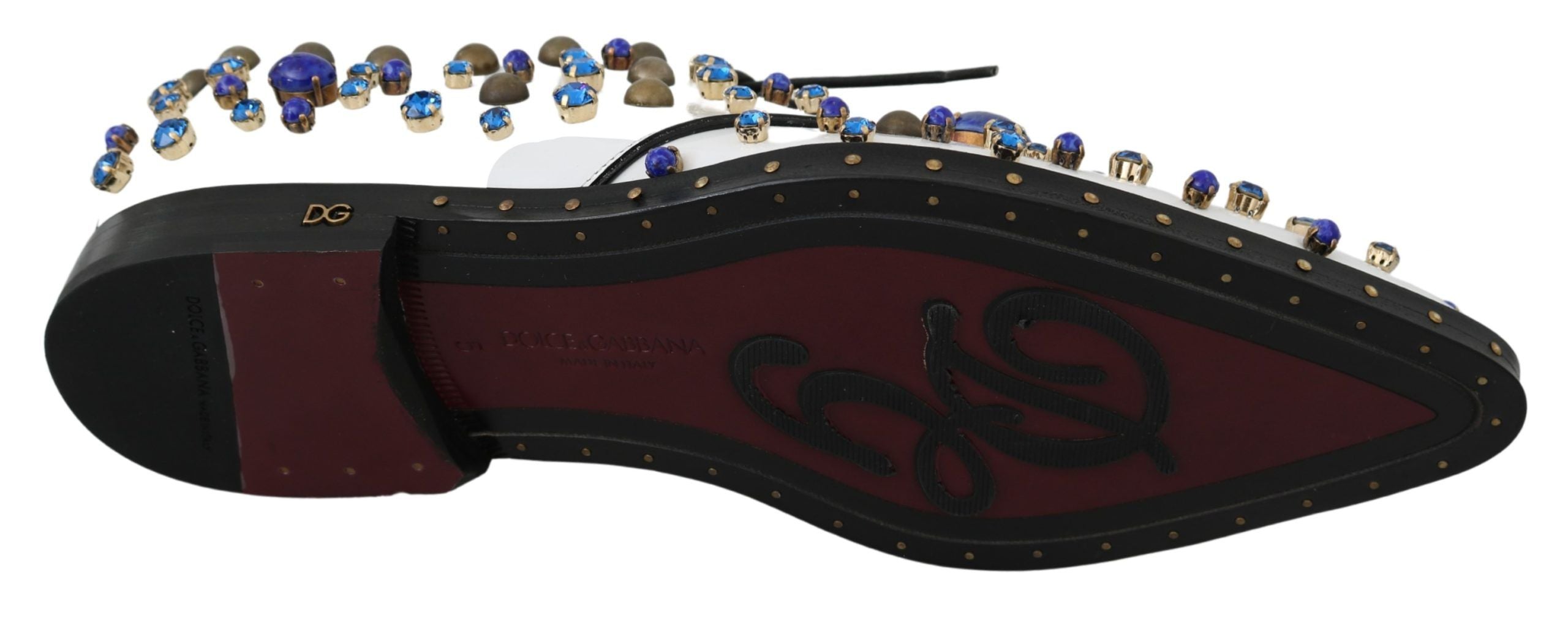 Pantofi eleganți Dolce & Gabbana din piele albă cu cristale
