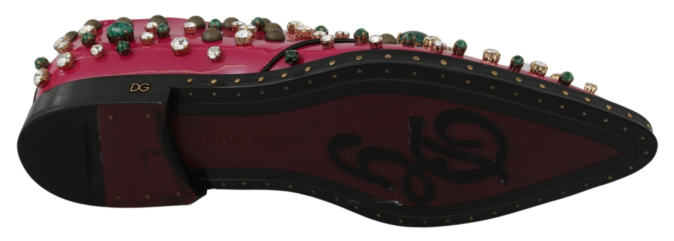 Dolce & Gabbana – Fuchsiafarbene Ballerinas aus Lackleder mit Kristallen