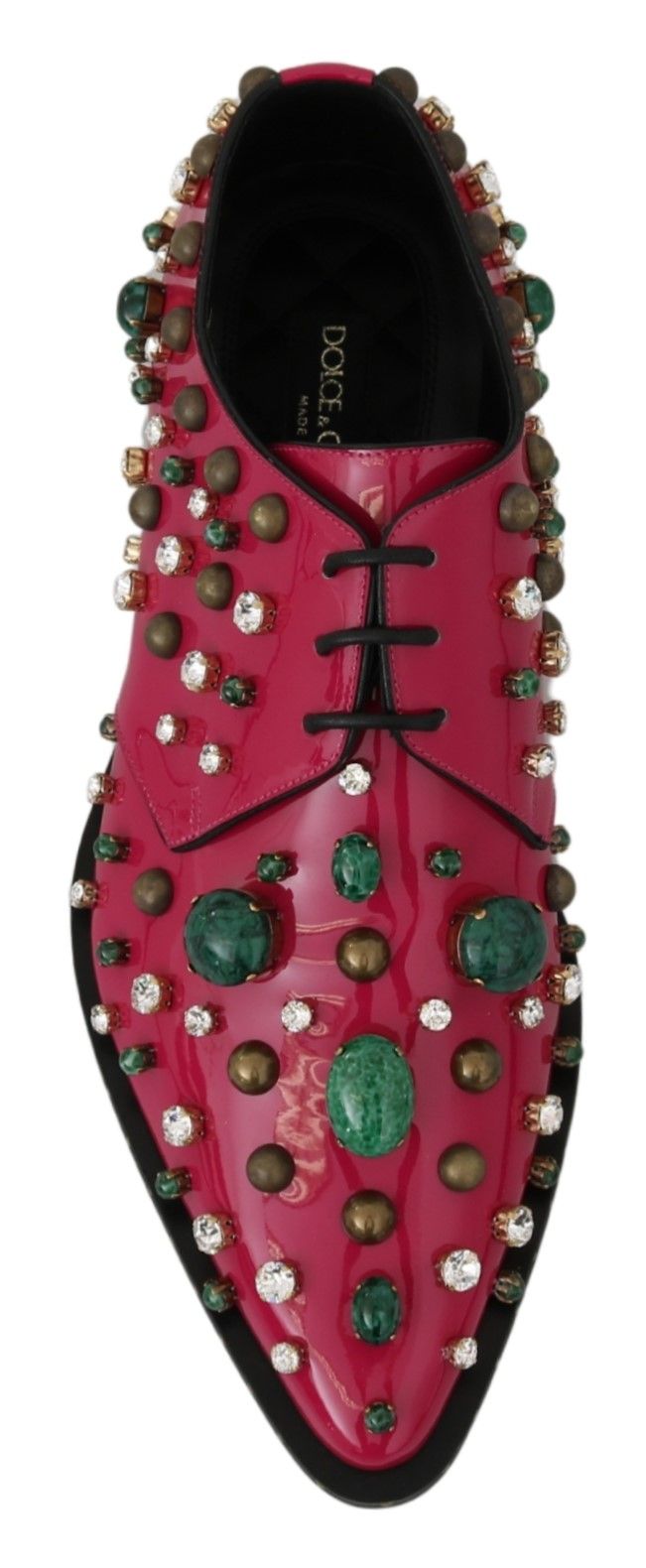 Dolce & Gabbana – Fuchsiafarbene Ballerinas aus Lackleder mit Kristallen