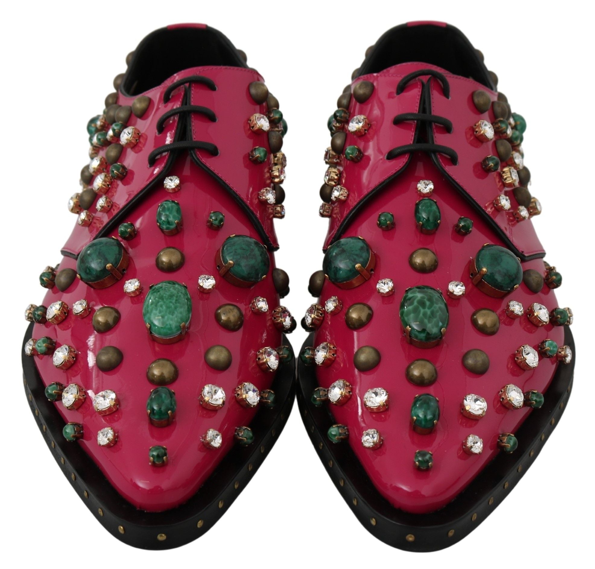 Dolce & Gabbana – Fuchsiafarbene Ballerinas aus Lackleder mit Kristallen