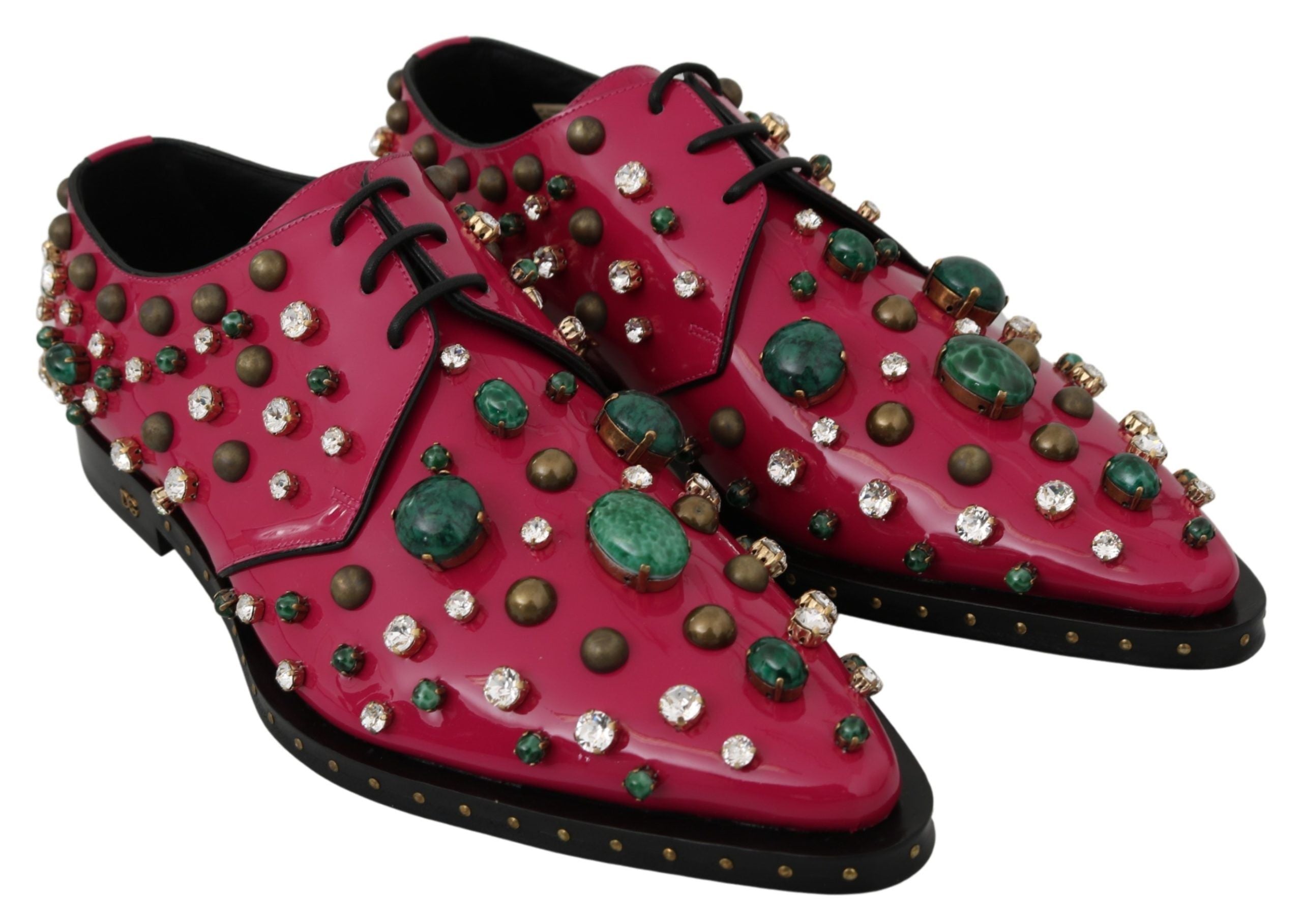 Dolce & Gabbana – Fuchsiafarbene Ballerinas aus Lackleder mit Kristallen