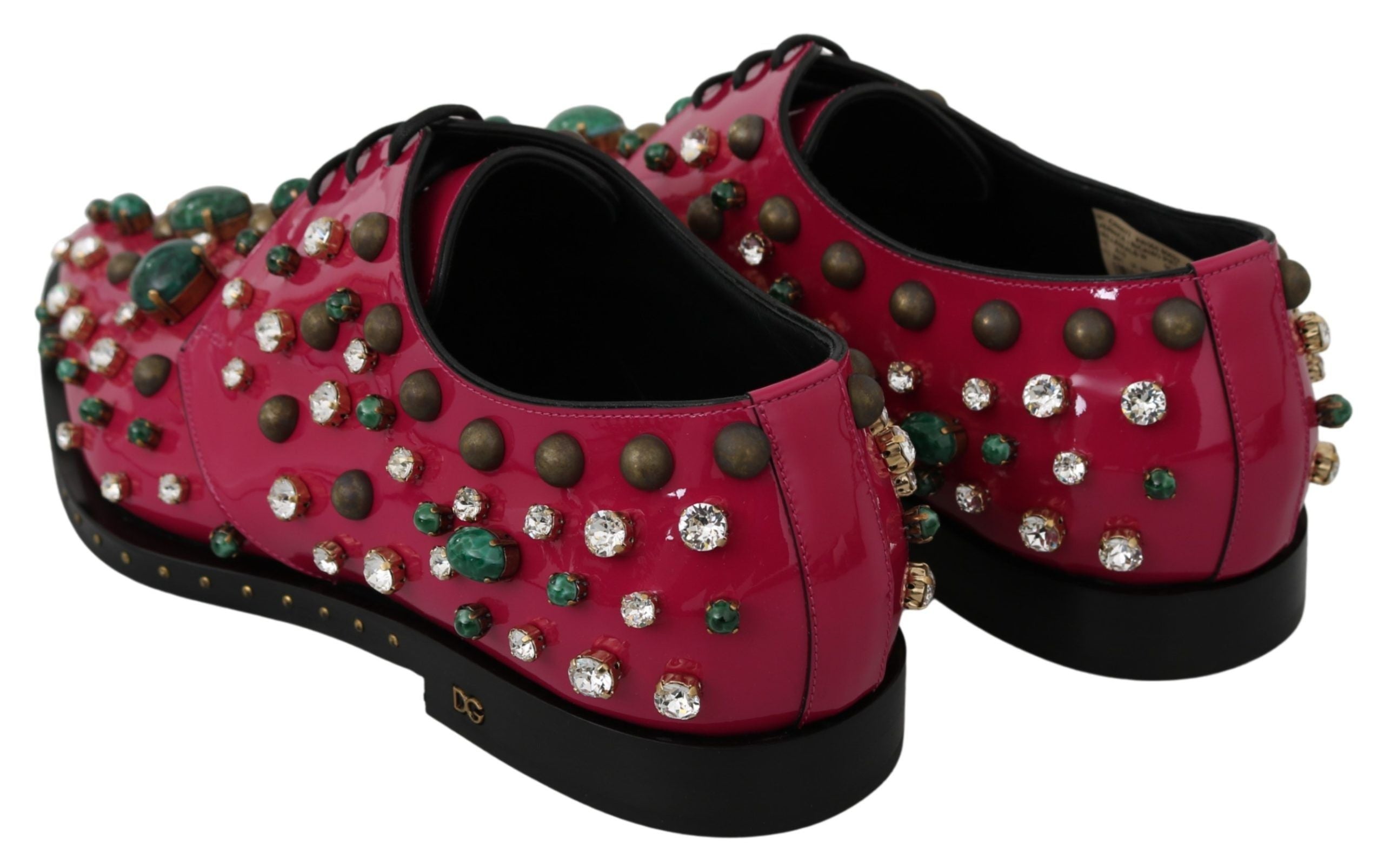 Dolce & Gabbana – Fuchsiafarbene Ballerinas aus Lackleder mit Kristallen