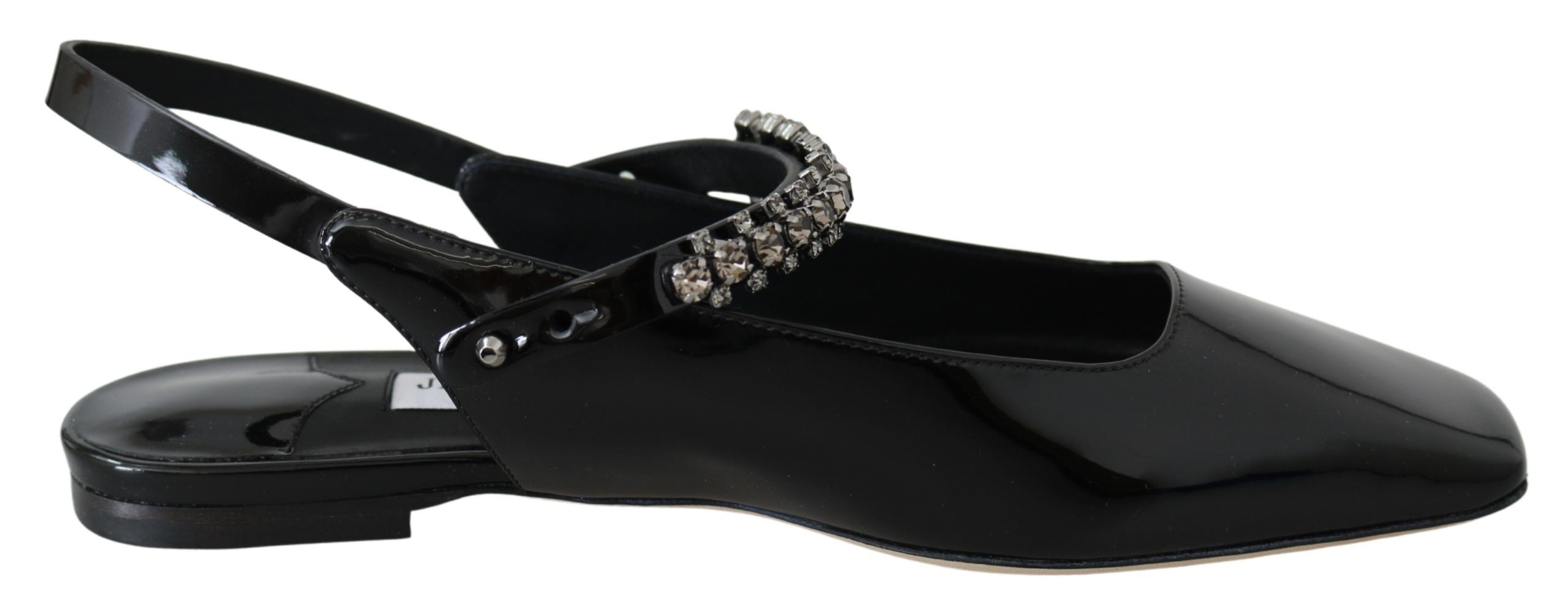 Jimmy Choo Elegante schwarze Lack-Ballerinas mit Kristall-Akzent