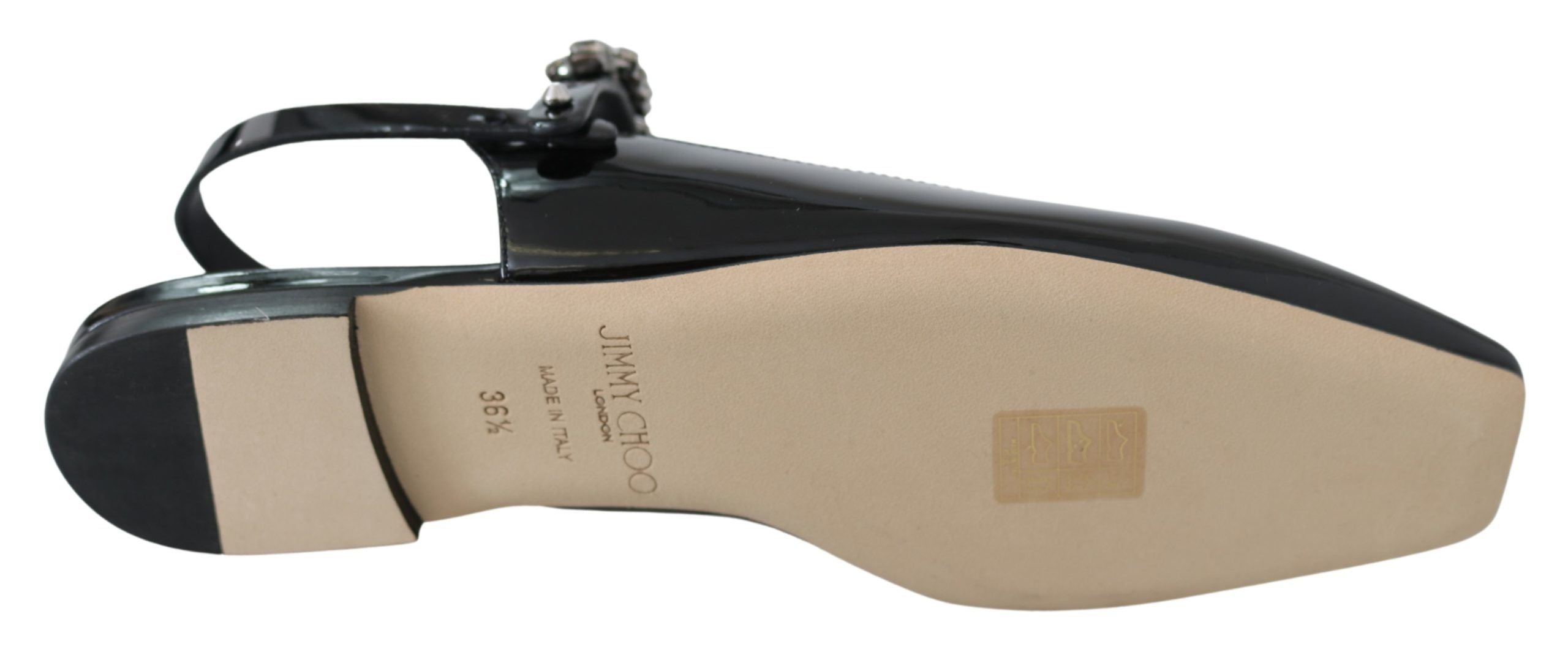 Jimmy Choo Elegante schwarze Lack-Ballerinas mit Kristall-Akzent
