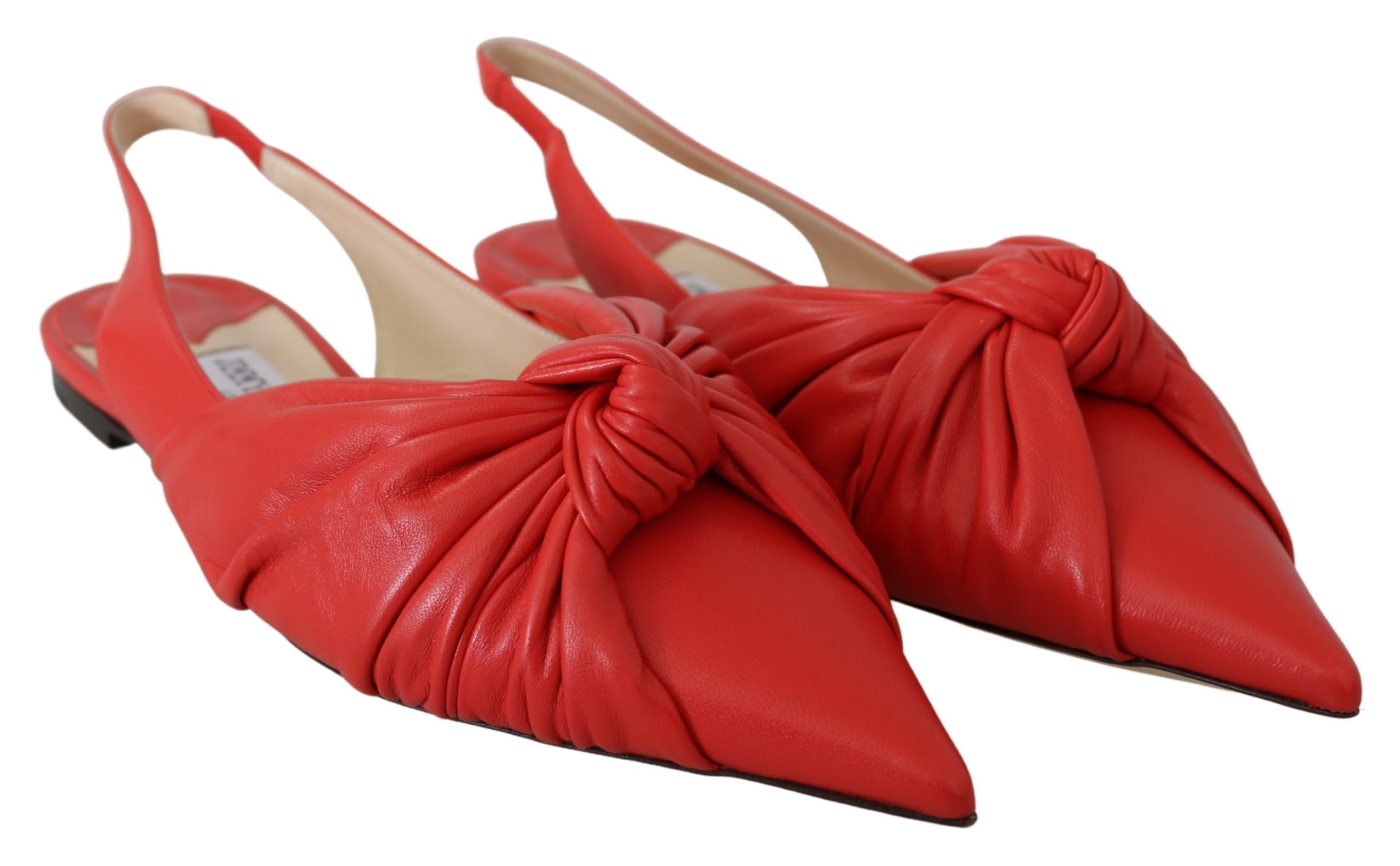 Jimmy Choo – Schicke, rote Leder-Ballerinas mit spitzer Spitze