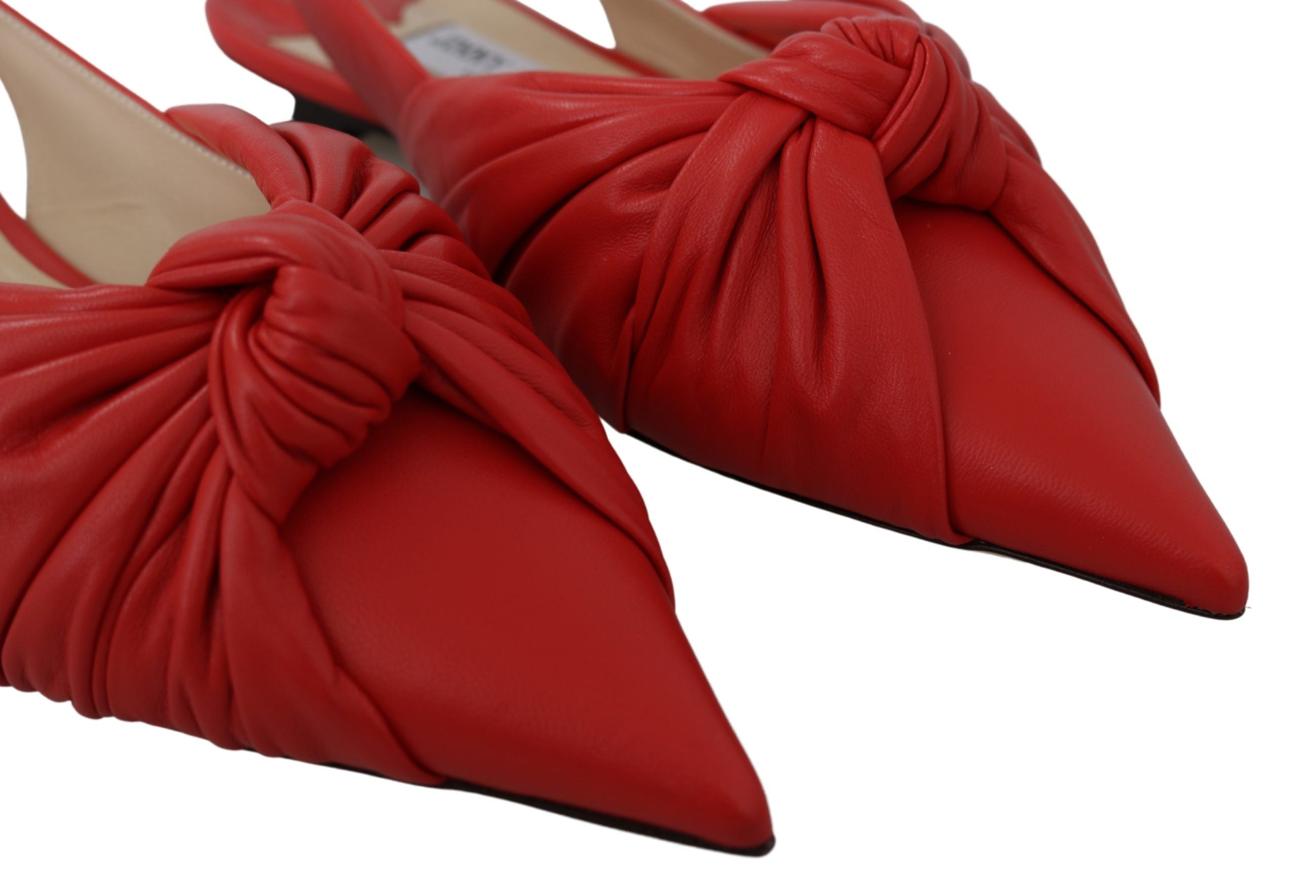 Jimmy Choo – Schicke, rote Leder-Ballerinas mit spitzer Spitze