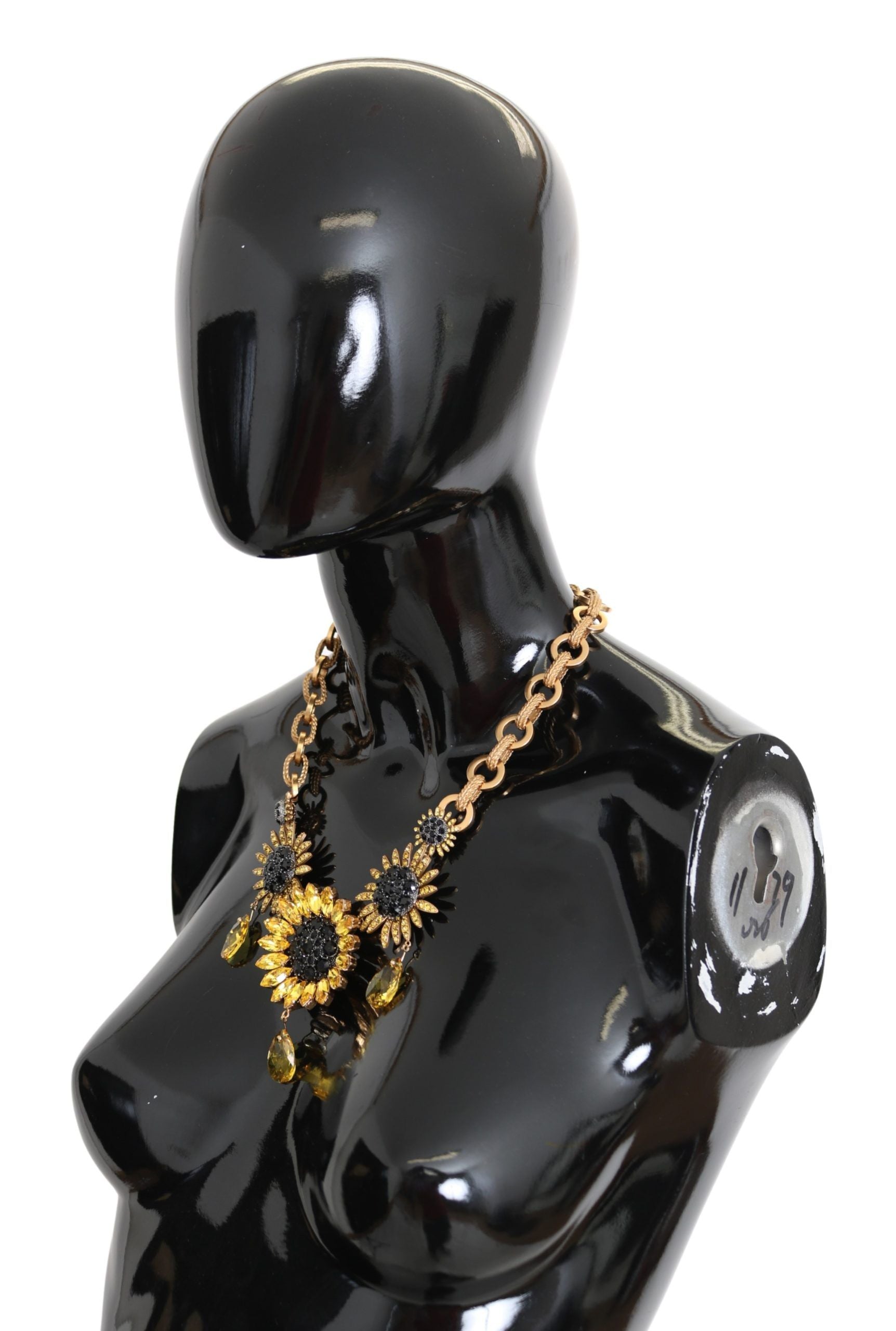 Dolce & Gabbana Elegante, goldene Statement-Halskette mit floralem Kristall