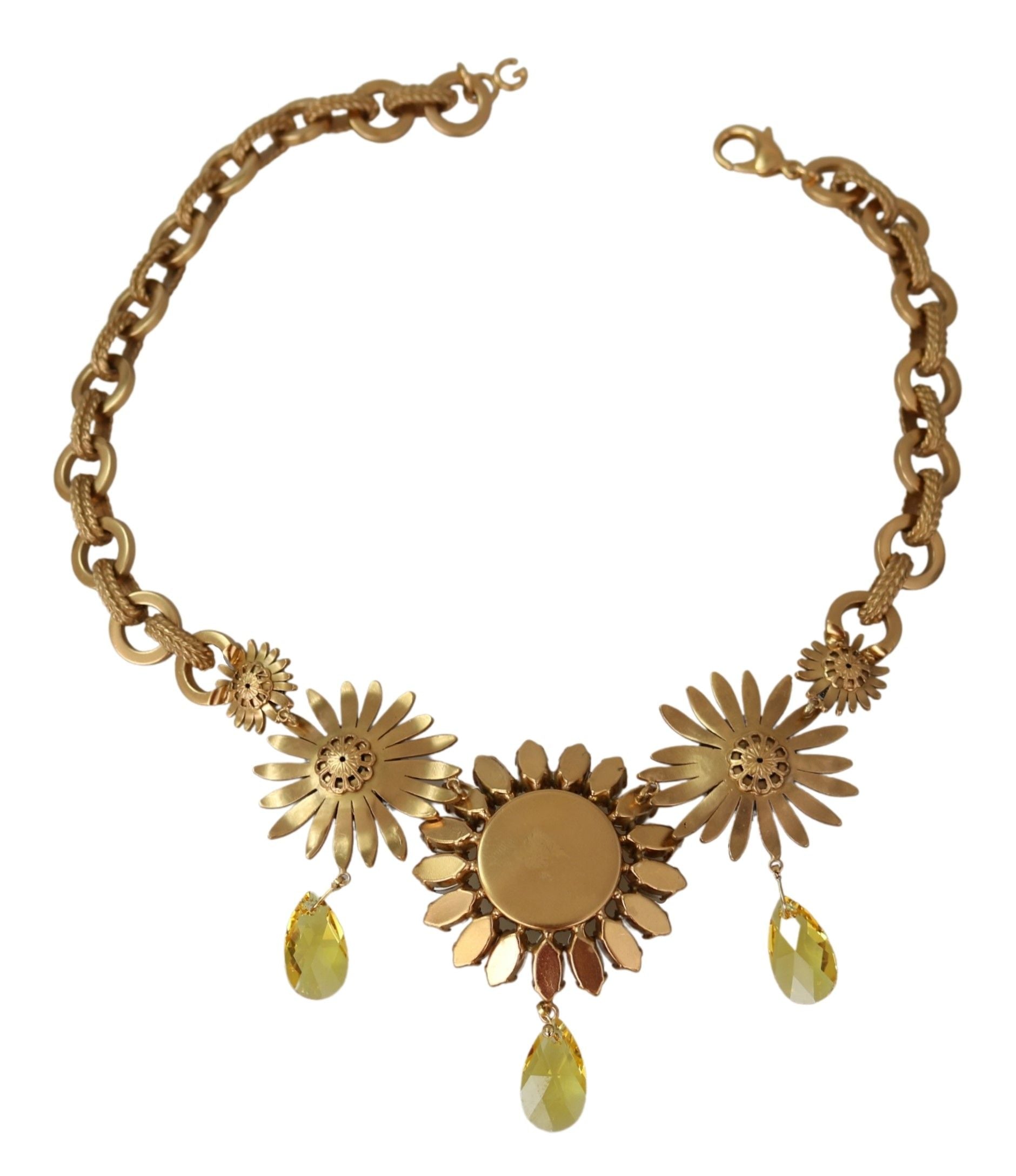 Dolce & Gabbana Elegante, goldene Statement-Halskette mit floralem Kristall