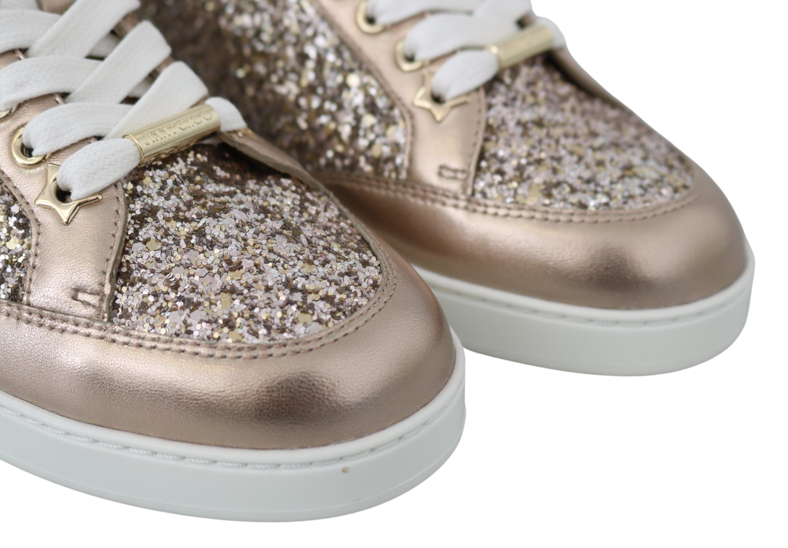 Jimmy Choo Ballett-Sneakers aus glitzerndem Leder in Rosa