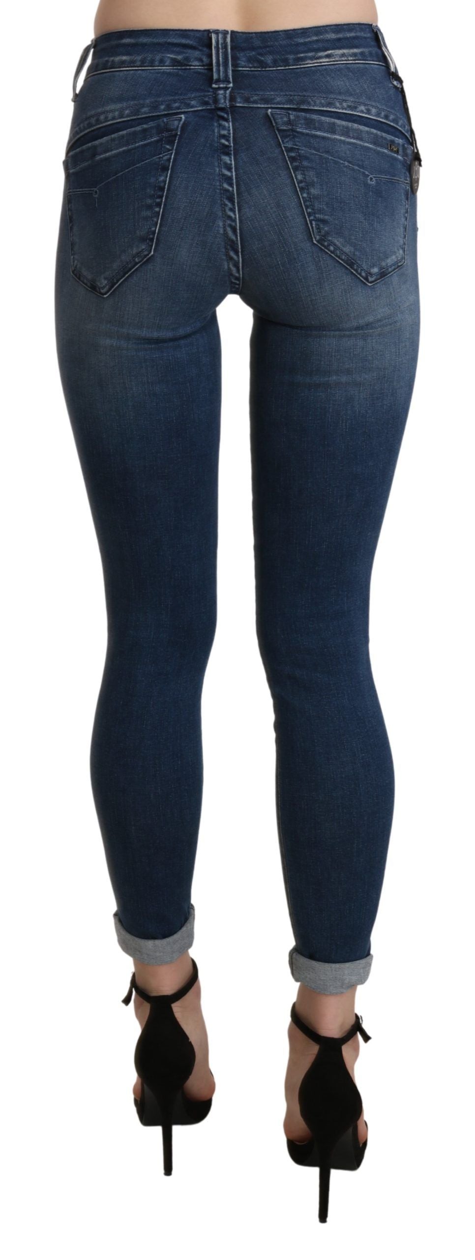 Blugi Ermanno Scervino Chic albaștri cu talie înaltă, crop