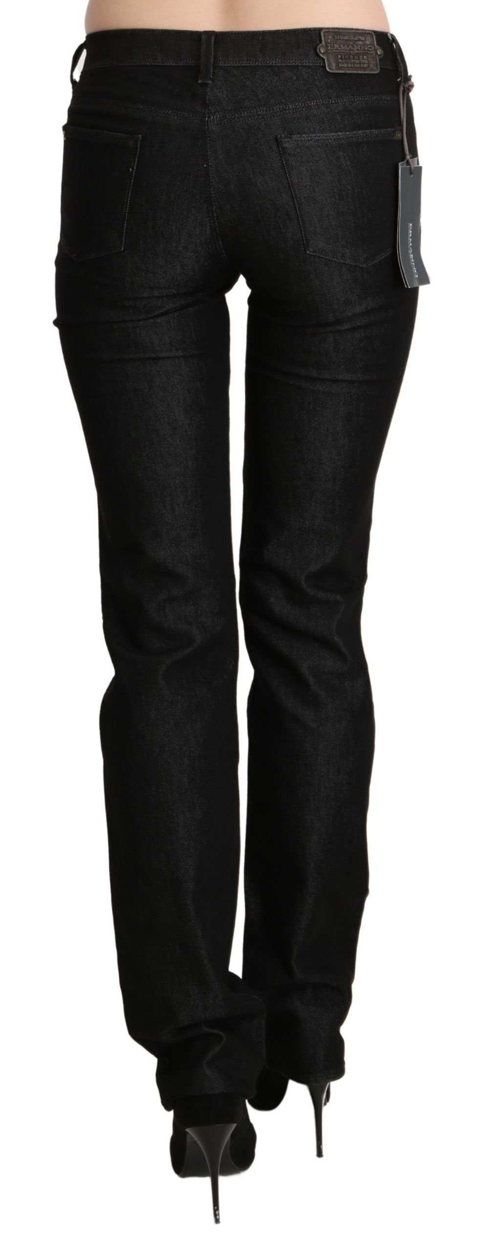 Blugi skinny Ermanno Scervino Chic negri cu talie medie