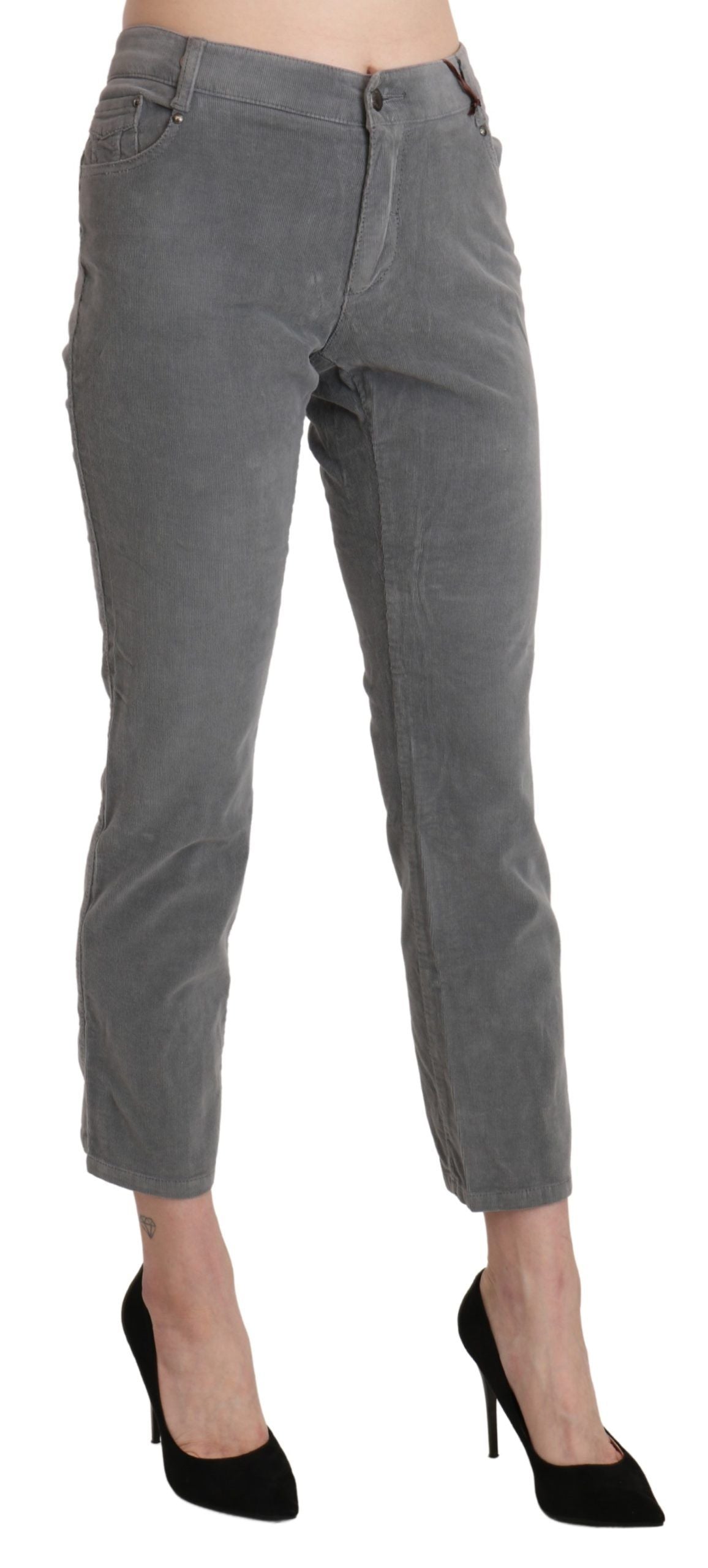 Ermanno Scervino Schicke, graue, verkürzte Hose mit mittlerer Taille