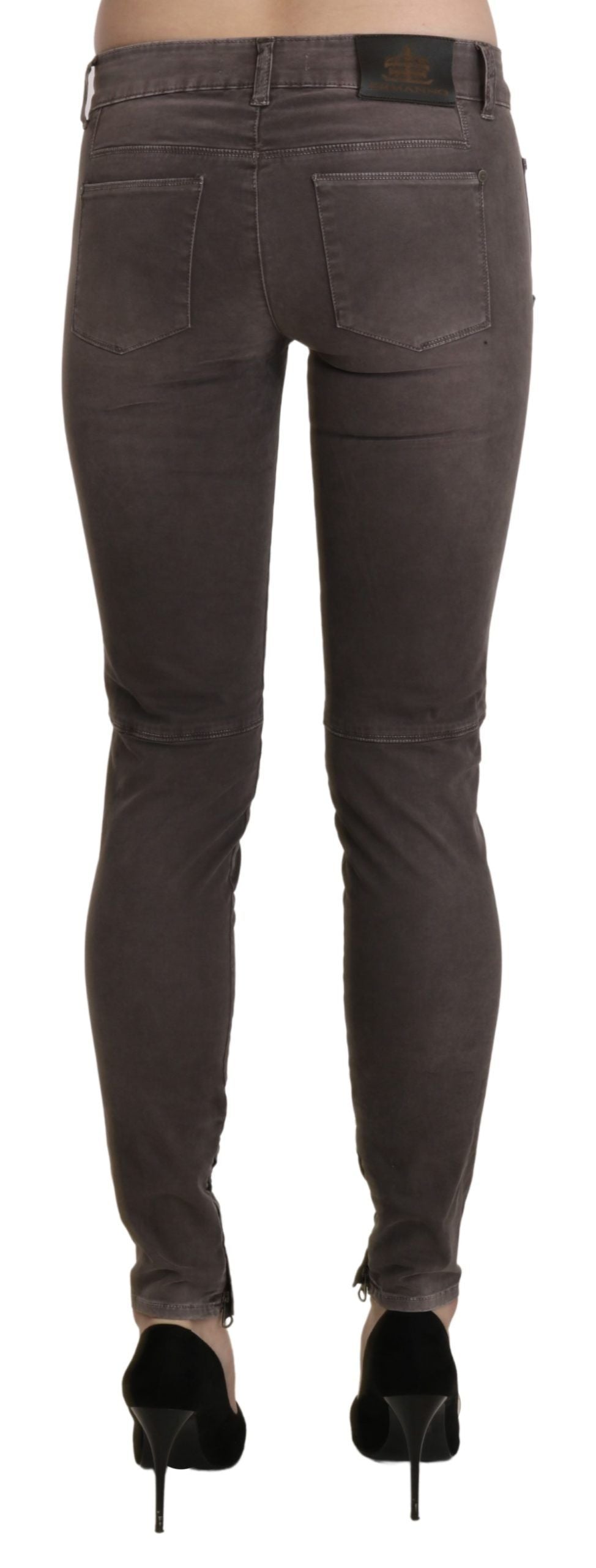 Pantaloni skinny Ermanno Scervino Chic maro cu talie joasă