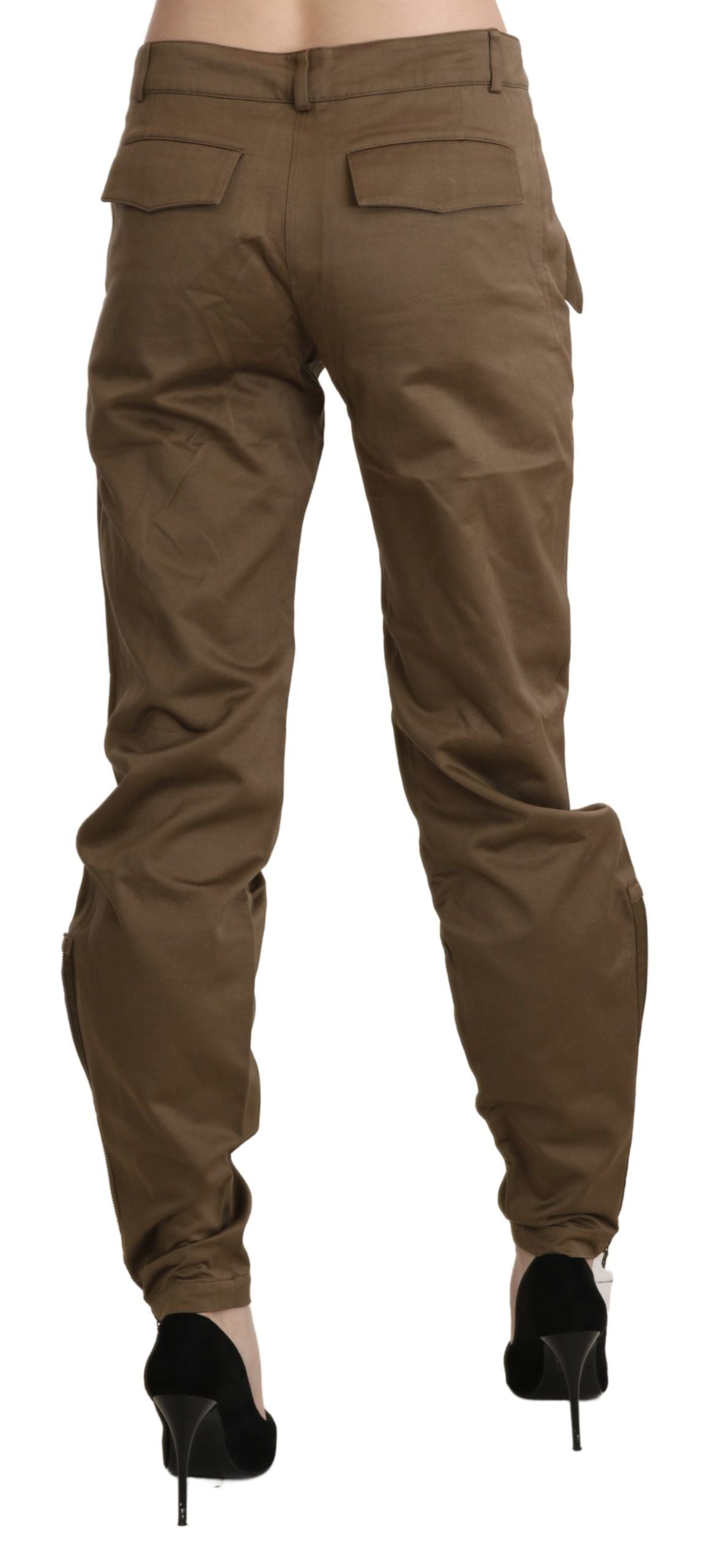 Pantaloni drepți Ermanno Scervino Chic maro cu talie medie
