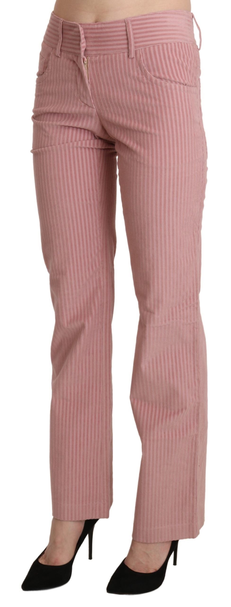 Pantaloni drepți Ermanno Scervino Chic roz cu talie medie