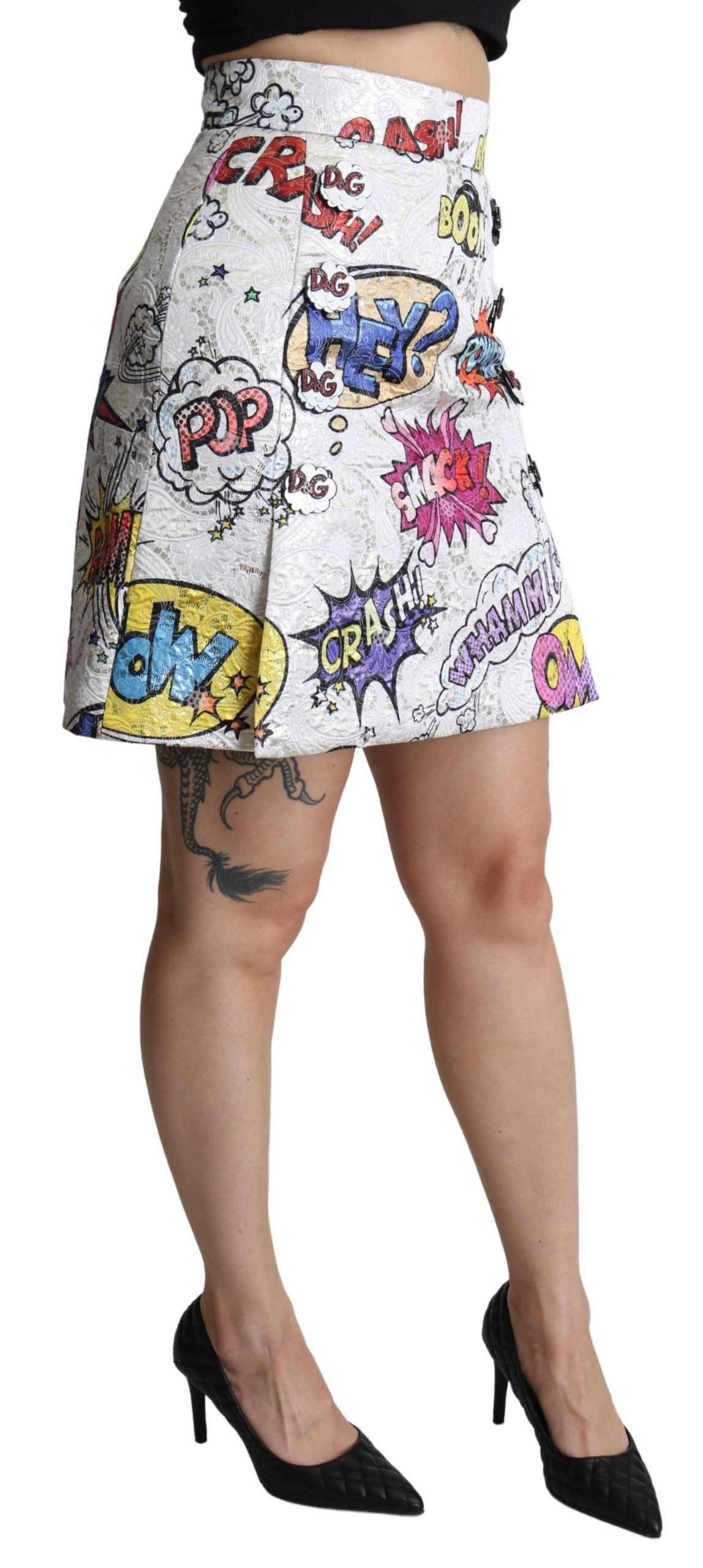 Dolce & Gabbana Schicker Minirock aus Brokat mit Cartoon-Motiv