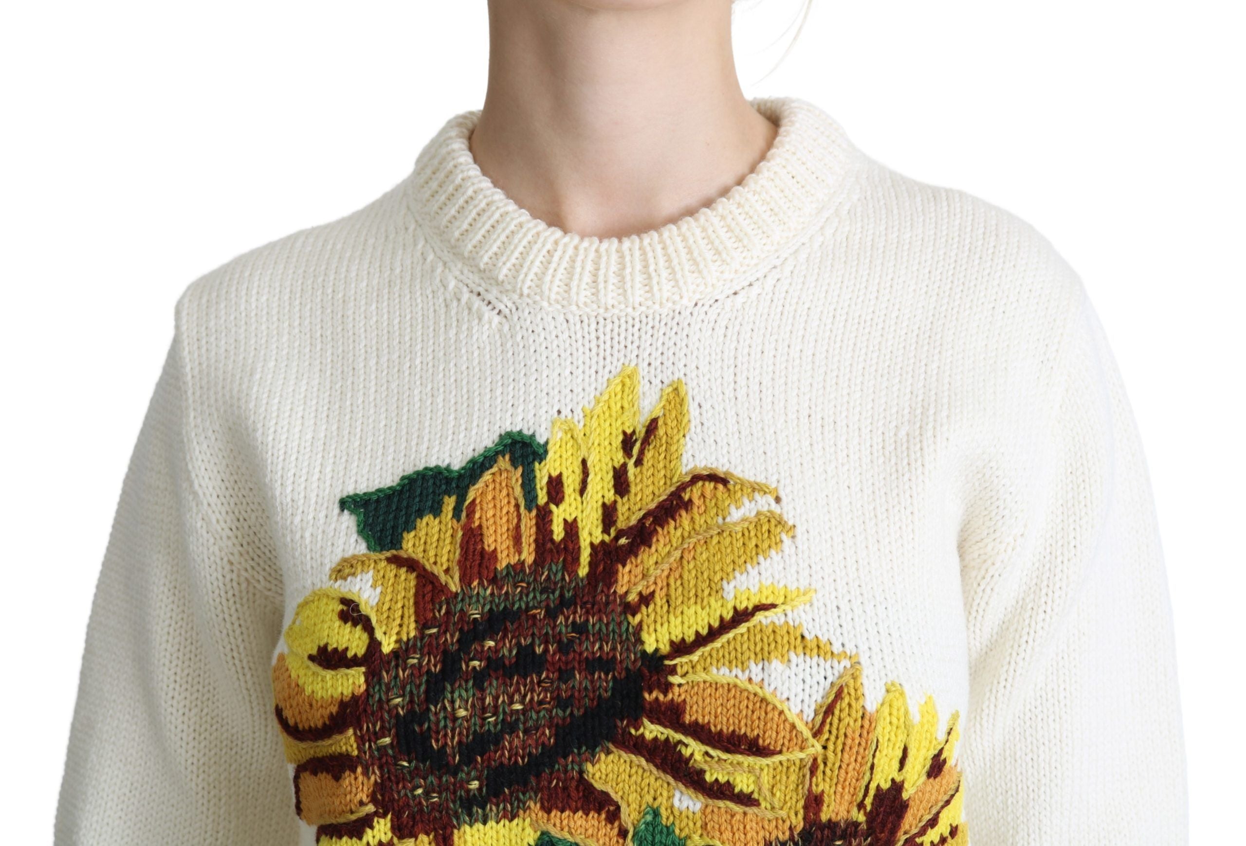Dolce & Gabbana Eleganter Strickpullover mit Sonnenblumen