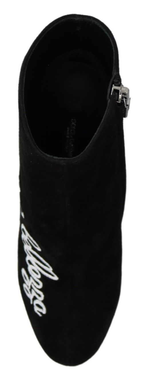 Dolce & Gabbana bestickte Stiefeletten aus Lammwildleder