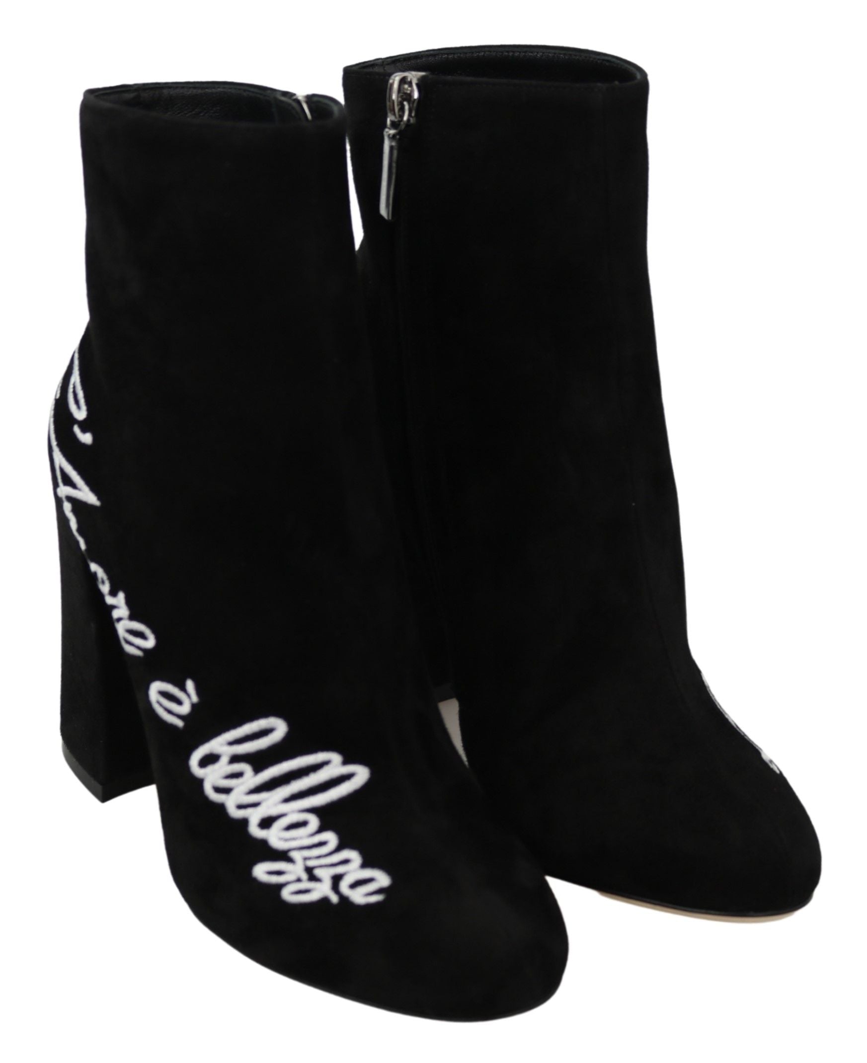 Dolce & Gabbana bestickte Stiefeletten aus Lammwildleder