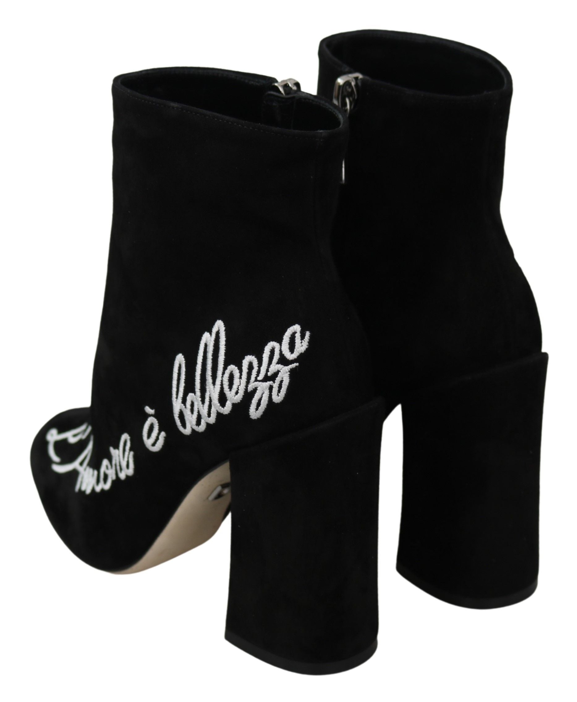 Dolce & Gabbana bestickte Stiefeletten aus Lammwildleder