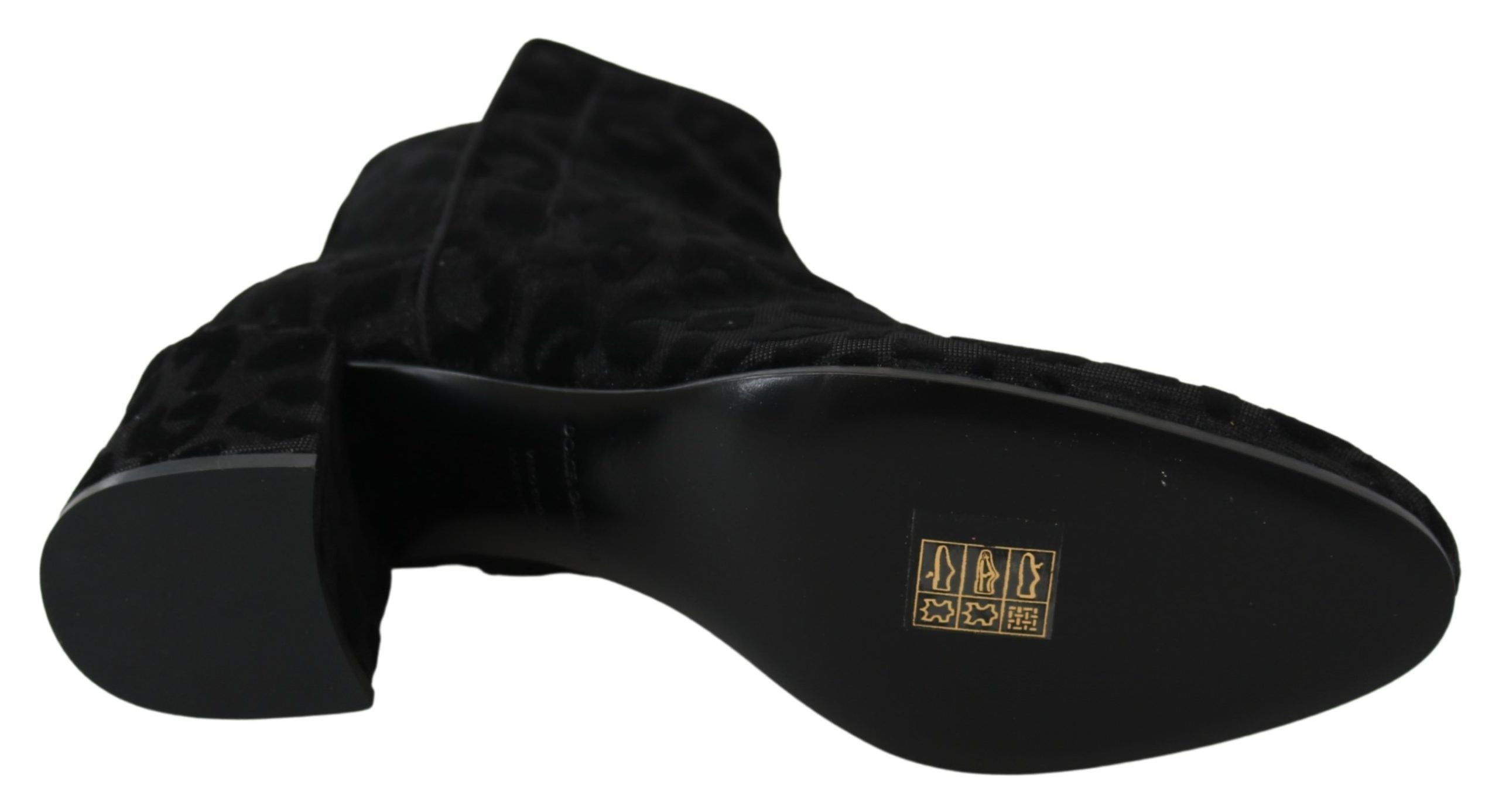 Cizme scurte elegante cu imprimeu leopard negru Dolce & Gabbana