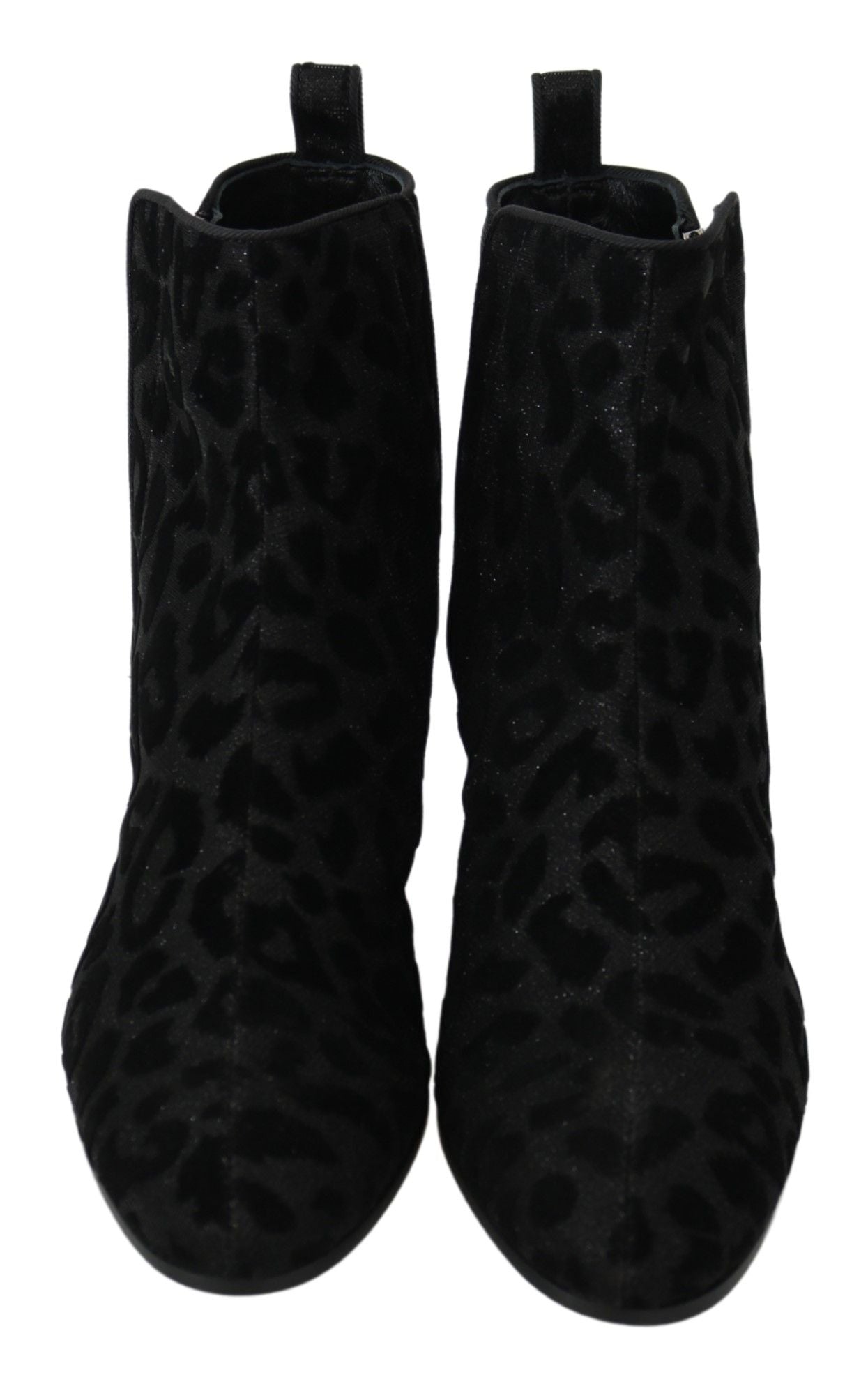Cizme scurte elegante cu imprimeu leopard negru Dolce & Gabbana