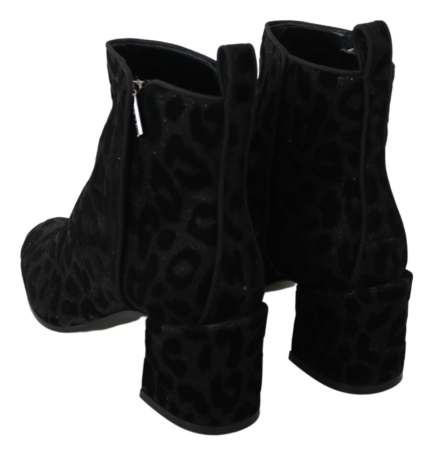 Cizme scurte elegante cu imprimeu leopard negru Dolce & Gabbana