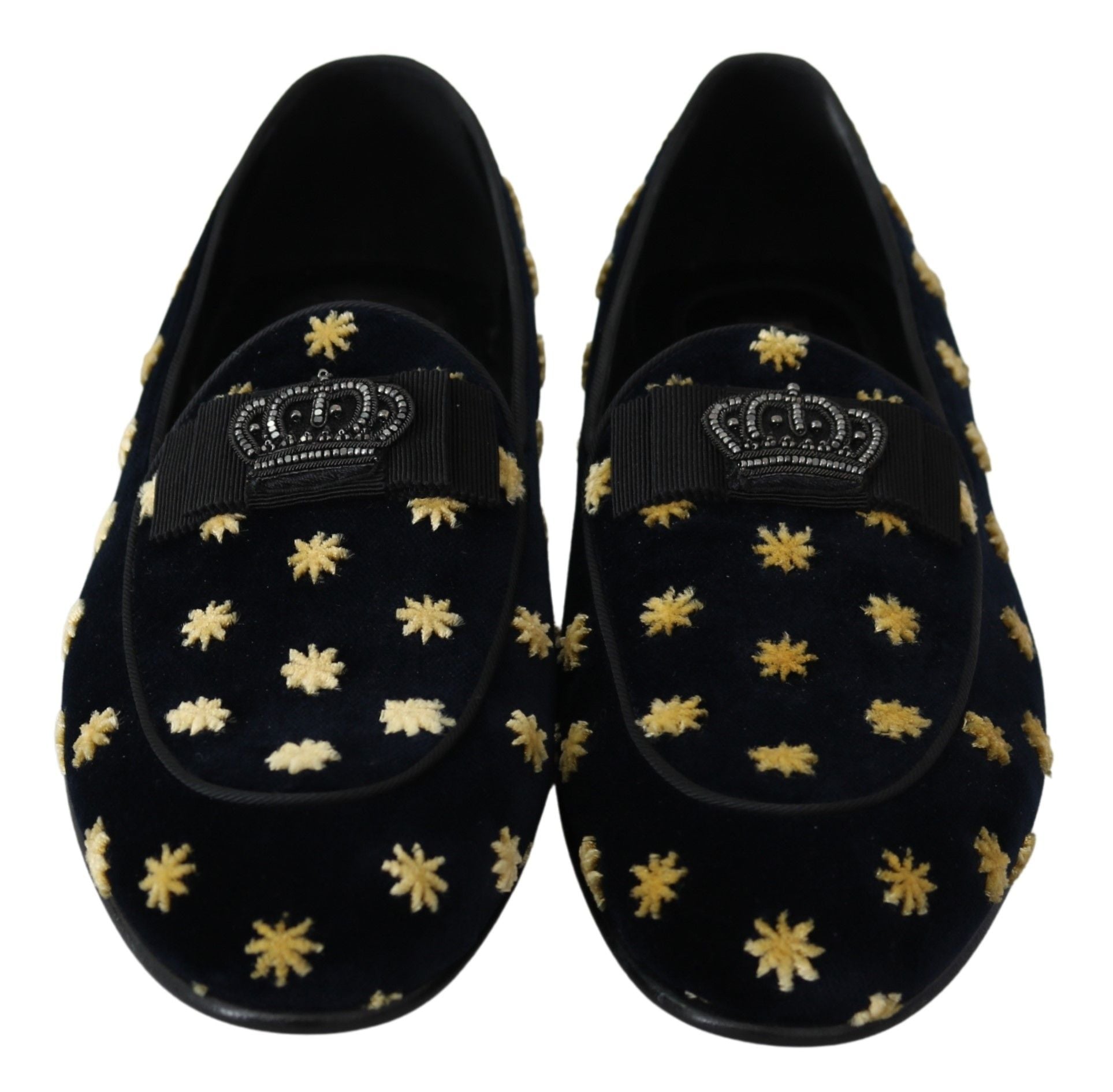 Dolce & Gabbana – Elegante Loafer aus Samt mit Kronenstickerei