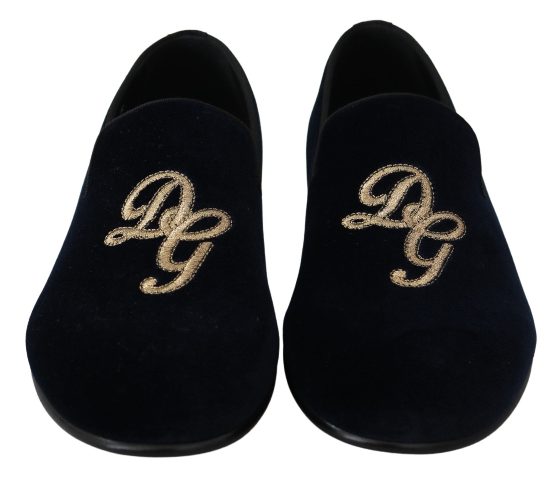 Mocasini eleganți brodați albaștri Dolce & Gabbana