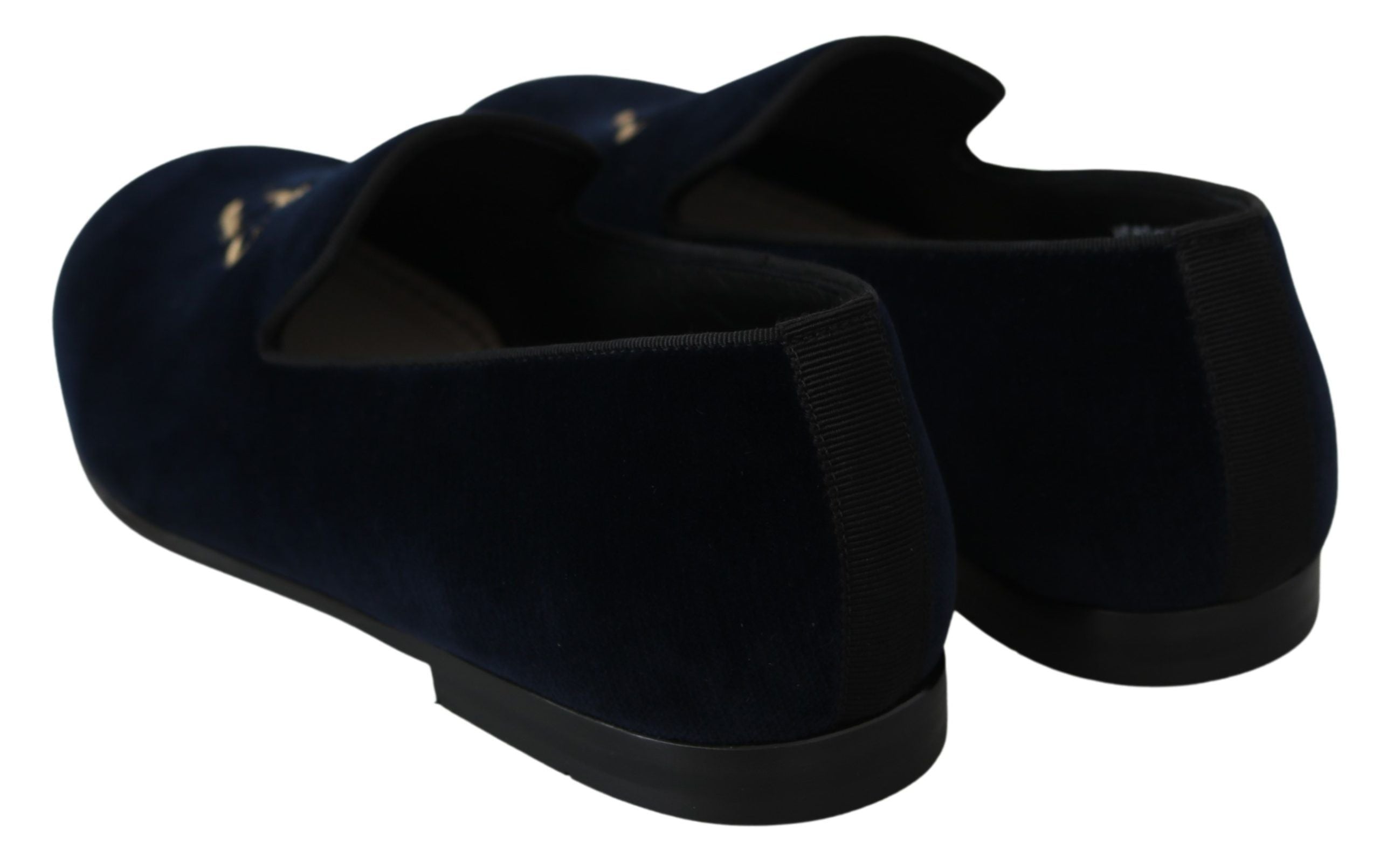 Mocasini eleganți brodați albaștri Dolce & Gabbana