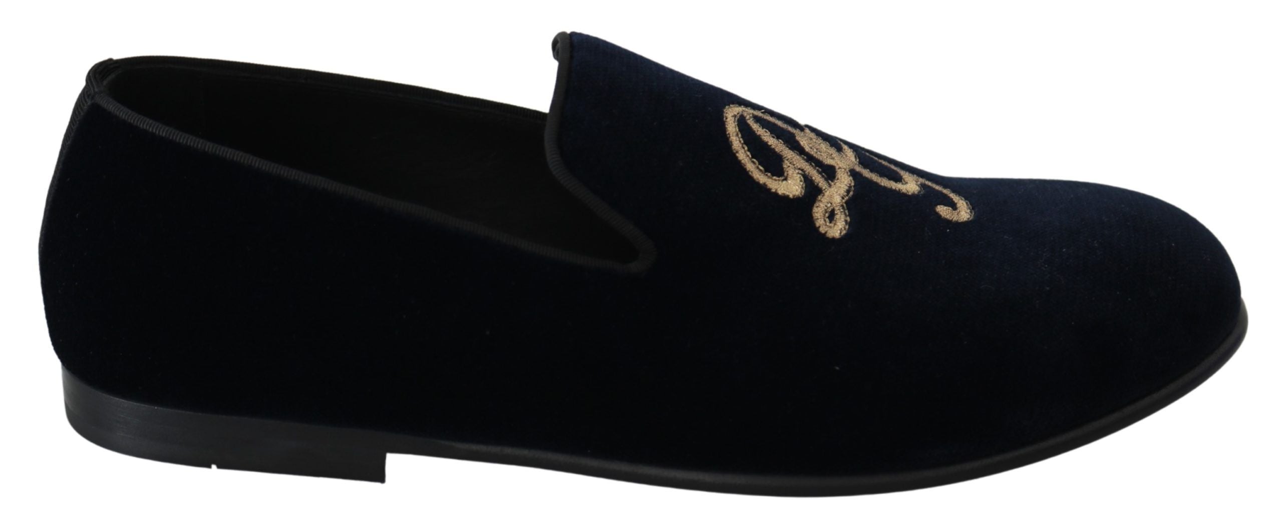 Mocasini eleganți brodați albaștri Dolce & Gabbana