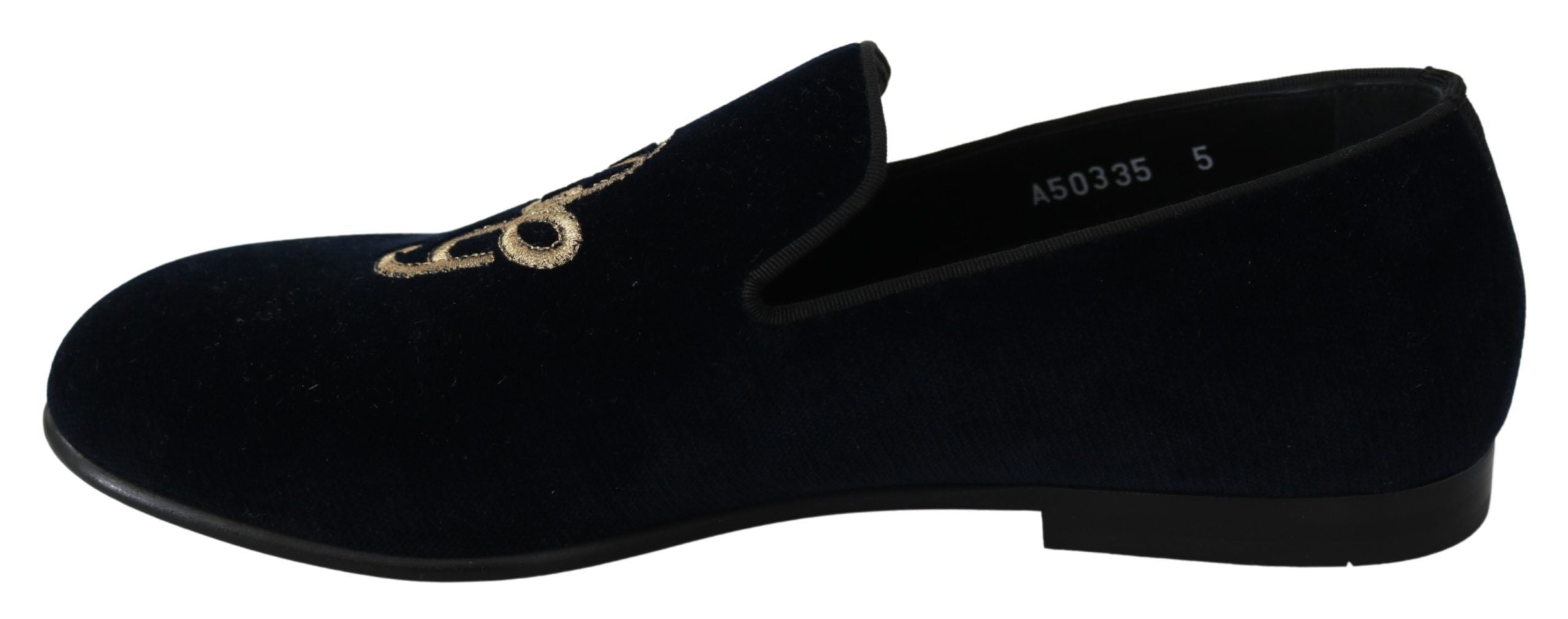 Mocasini eleganți brodați albaștri Dolce & Gabbana
