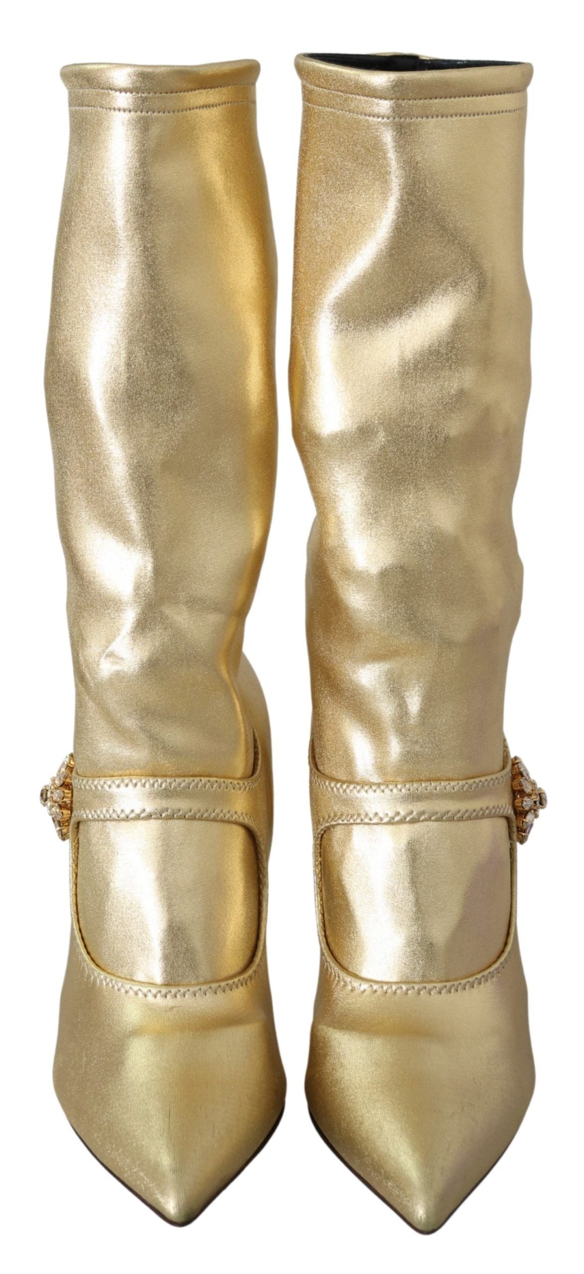 Dolce & Gabbana Ghete elegante aurii cu strasuri