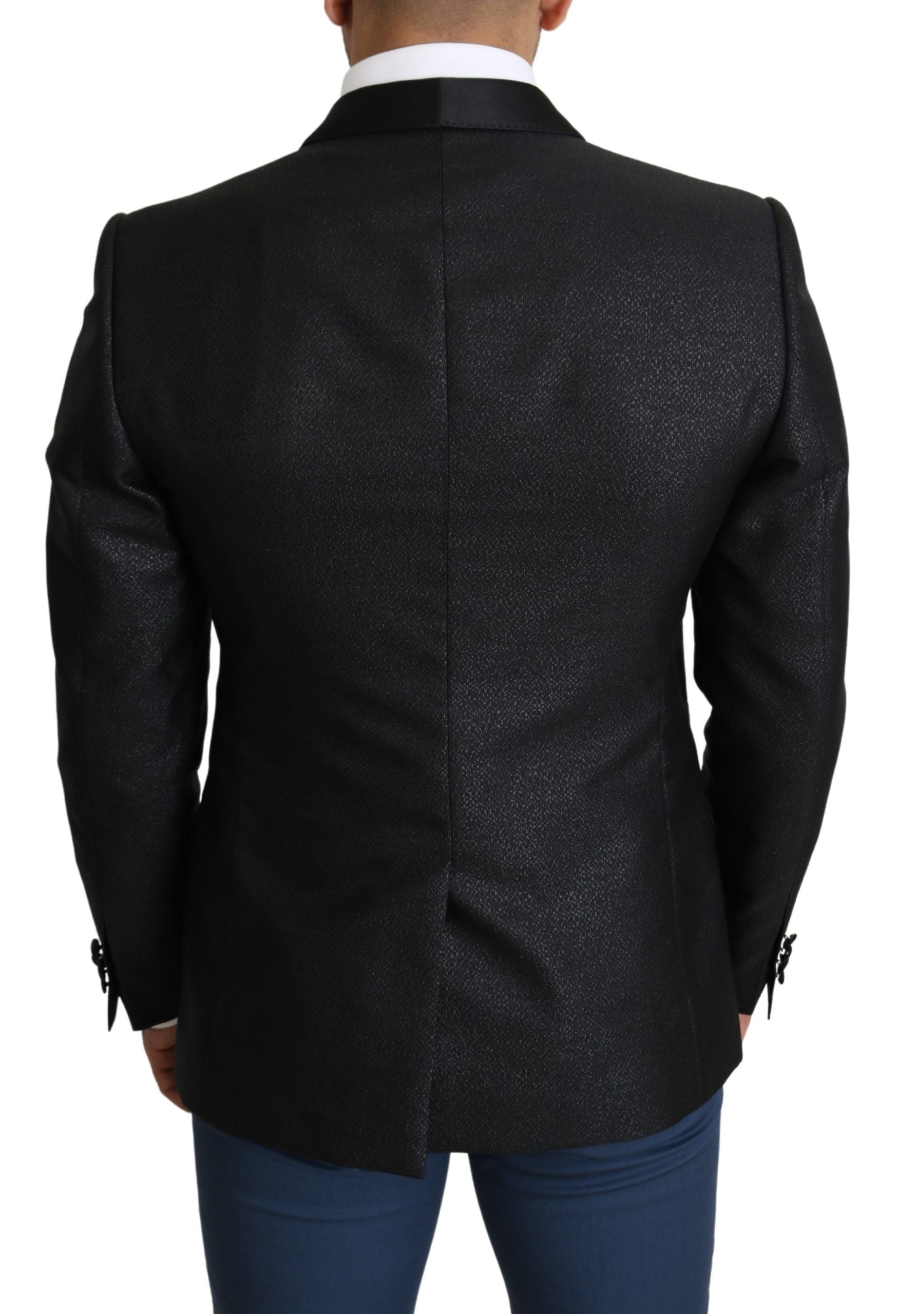 Dolce & Gabbana – Eleganter, schwarzer Jacquard-Blazer im Slim Fit