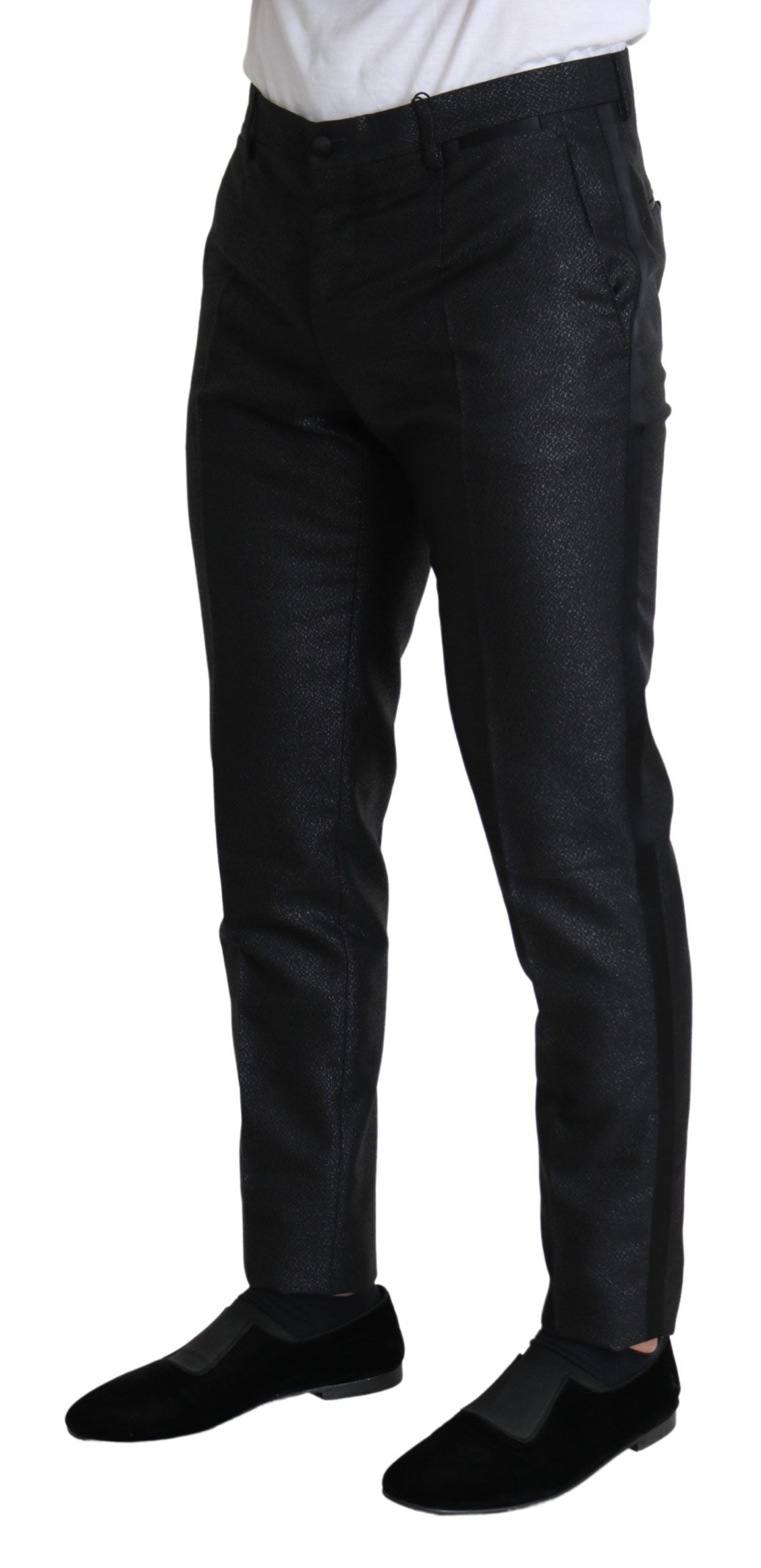 Pantaloni eleganti metalici negri Dolce & Gabbana