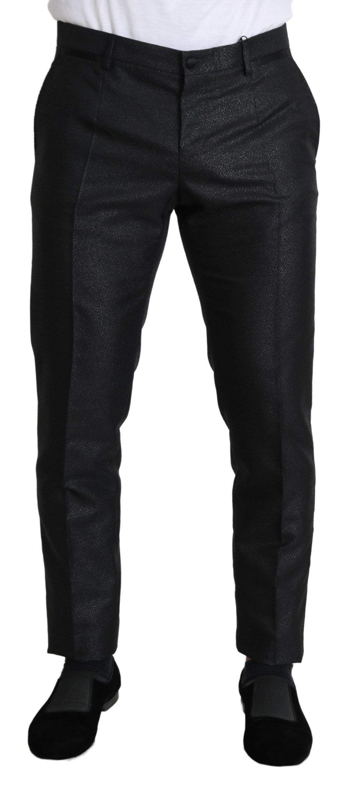 Pantaloni eleganti metalici negri Dolce & Gabbana