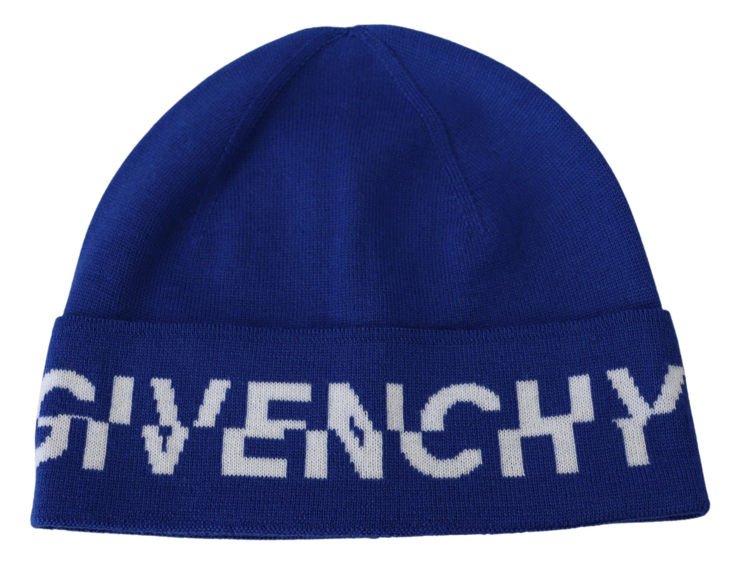 Givenchy Chic Unisex-Mütze aus kobaltblauer Wolle mit Logodetail