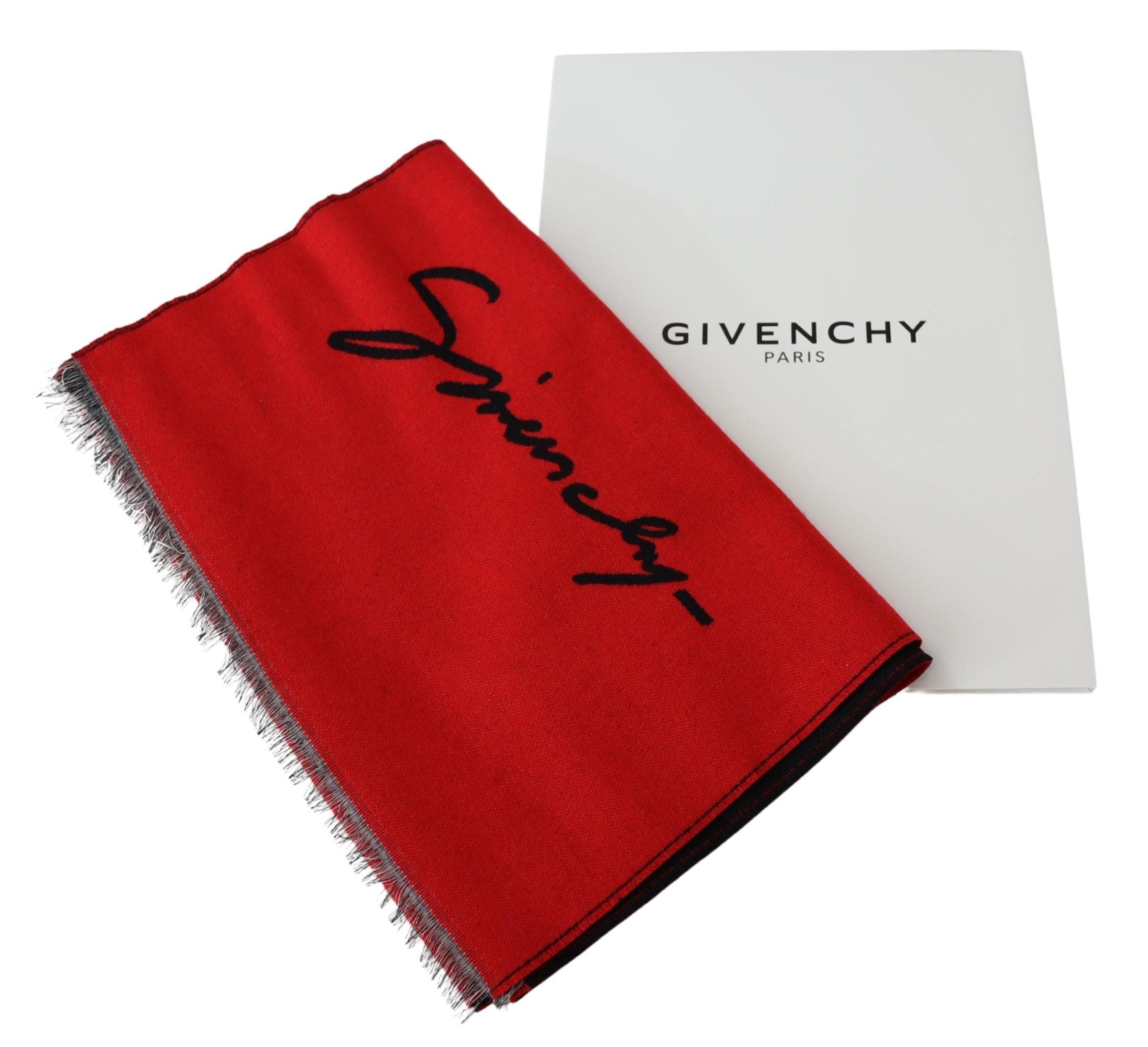 Eșarfă unisex elegantă din amestec de lână roșie Givenchy