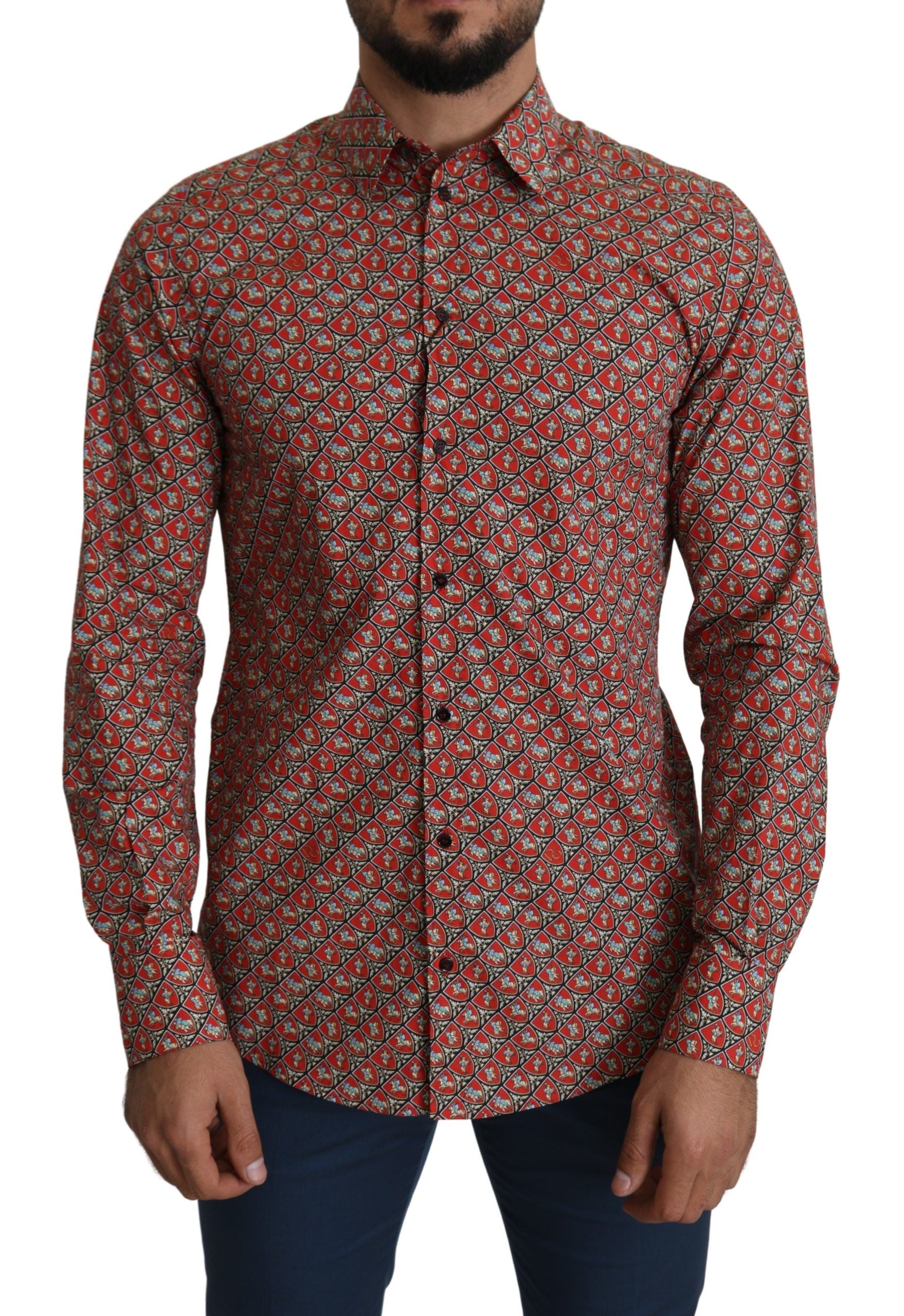 Dolce & Gabbana Elegantes rotes Baumwollhemd im Martini-Schnitt