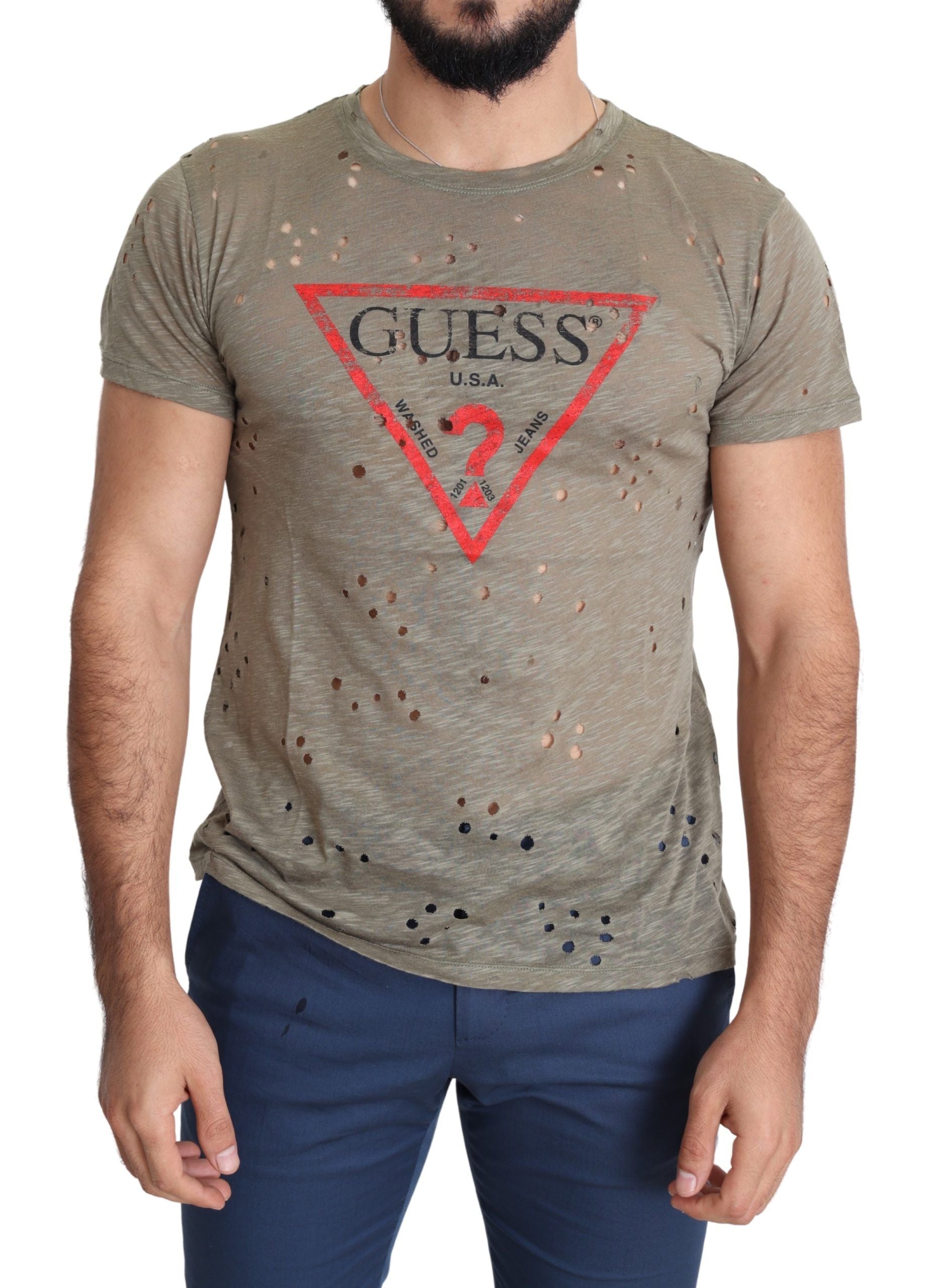 Guess – Schickes T-Shirt aus brauner Stretch-Baumwolle