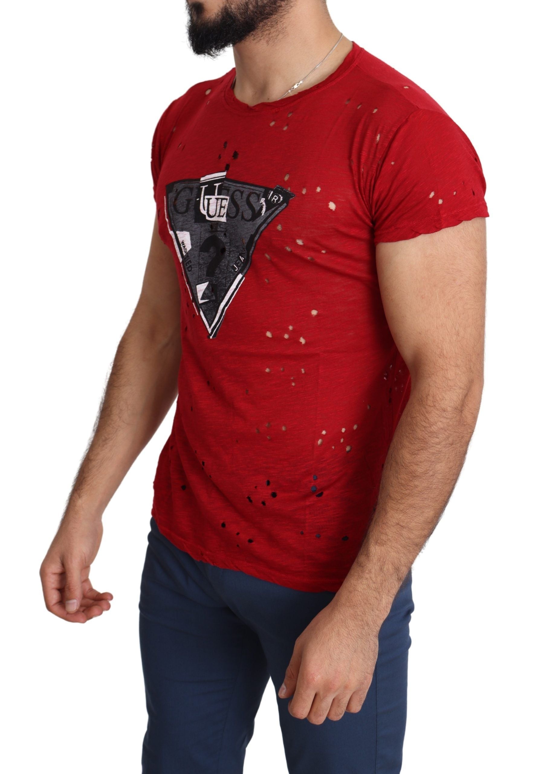 Guess Strahlend rotes Baumwoll-T-Shirt, perfekt für den Alltagsstil